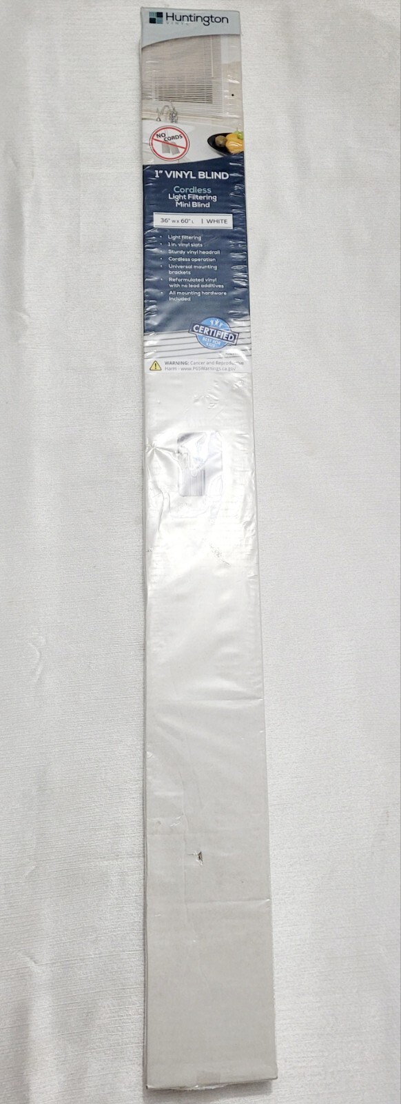 Cordless Window Blinds Mini Blinds 1″ White Vinyl Blind