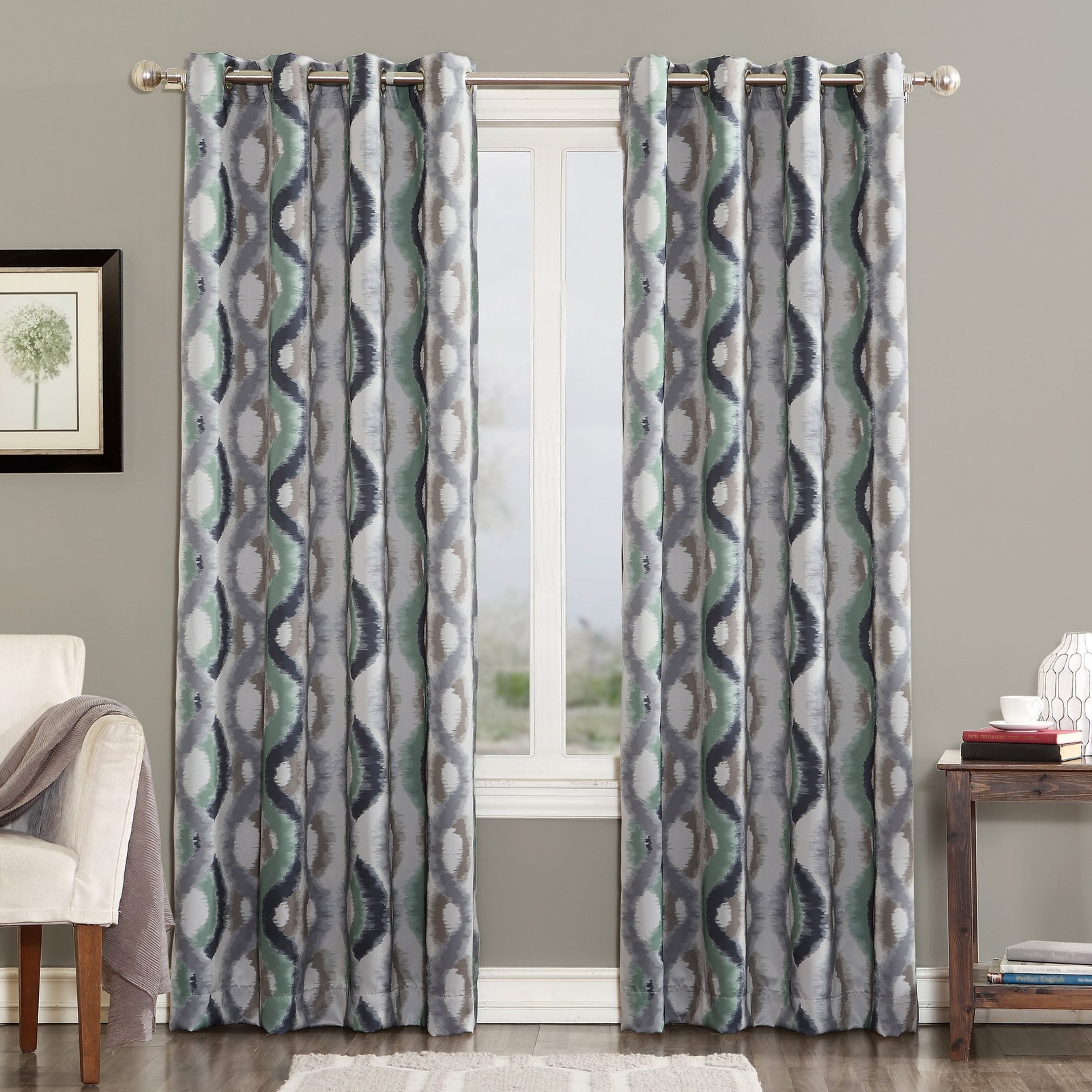 Sun Zero Deltona Grommet Curtain Panel 54″x63″ Linen Light Filtering Ogee