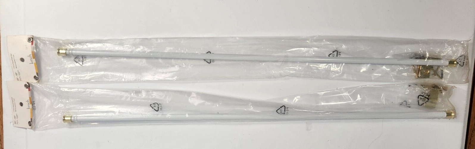 Kirsch 7/16″ White Round Sash Curtain Rod, 28″ to 48″ set of 2 New