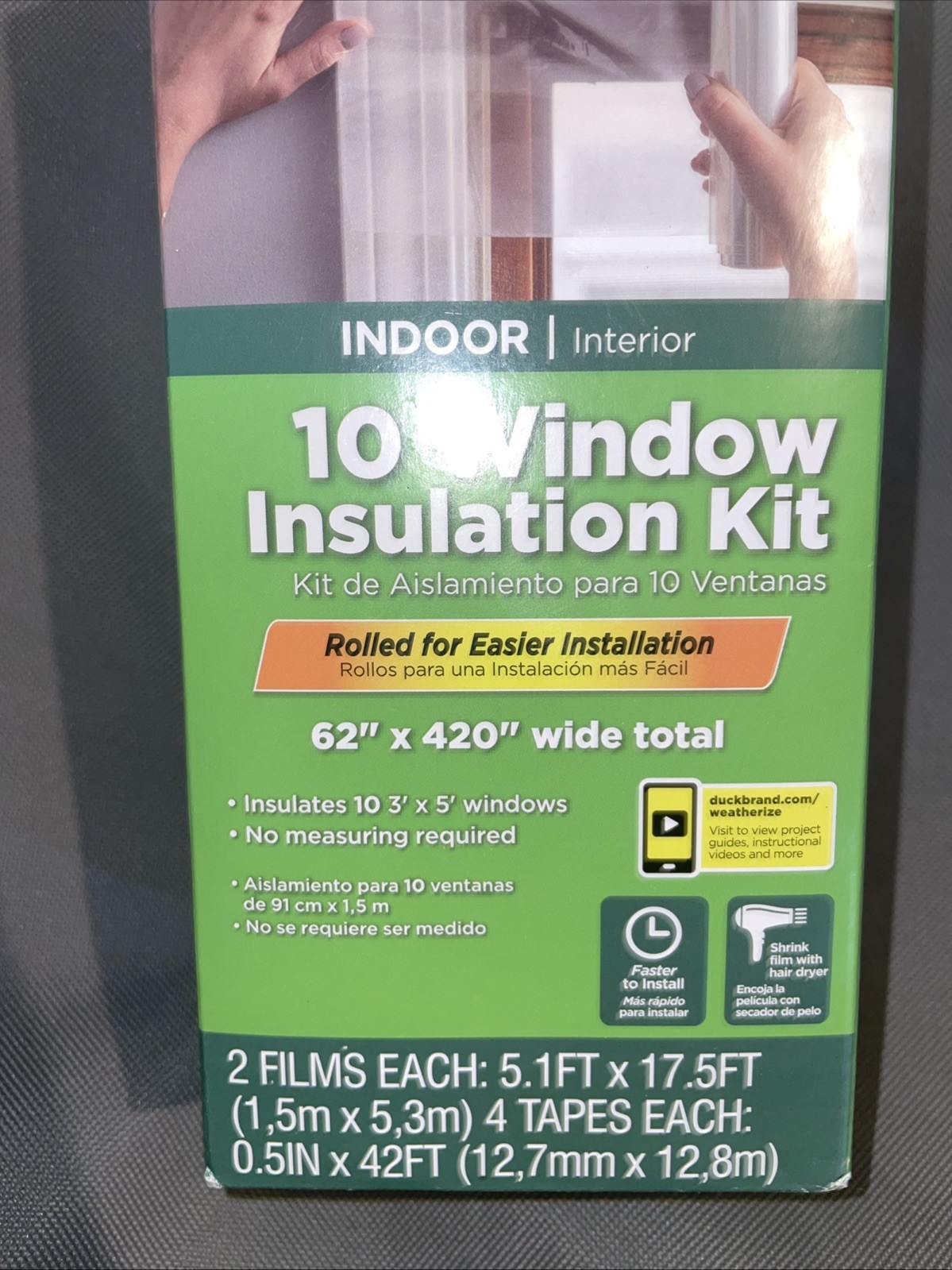 Duck Brand Indoor 62 inch x 420 inch 10 Window – each Insulation Kit Brand New