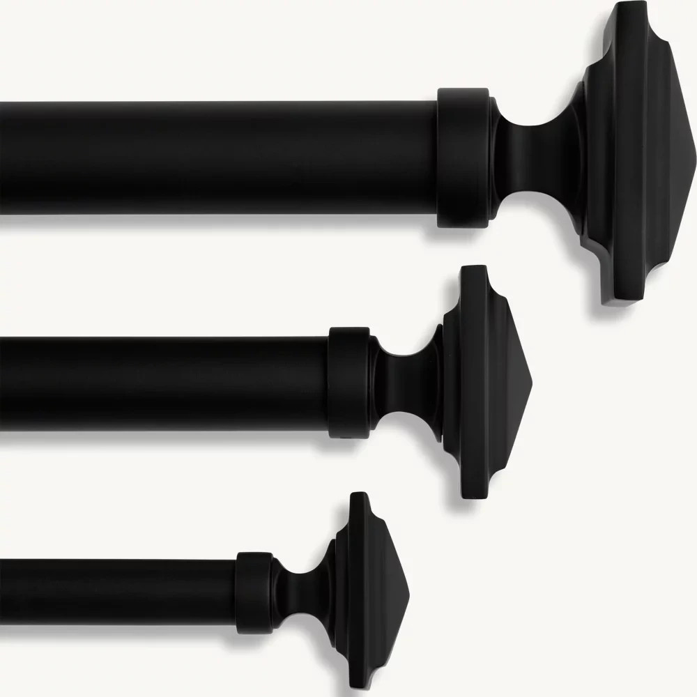 Restoration Hardware Easton Solid Brass Square Finial & Rod Set Black L 48- 88″