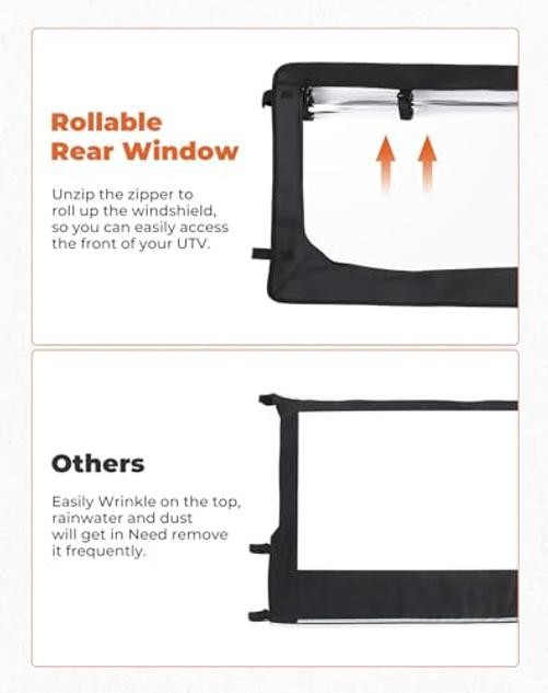 UTV Front Windshield Compatible with Kawasaki Mule 3000 3010 3020 2001-2008