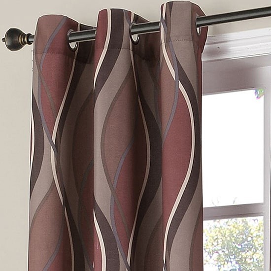 Lichtenberg Intersect Wave Print Curtain Panel 48×84 Paprika Red Grommet Top