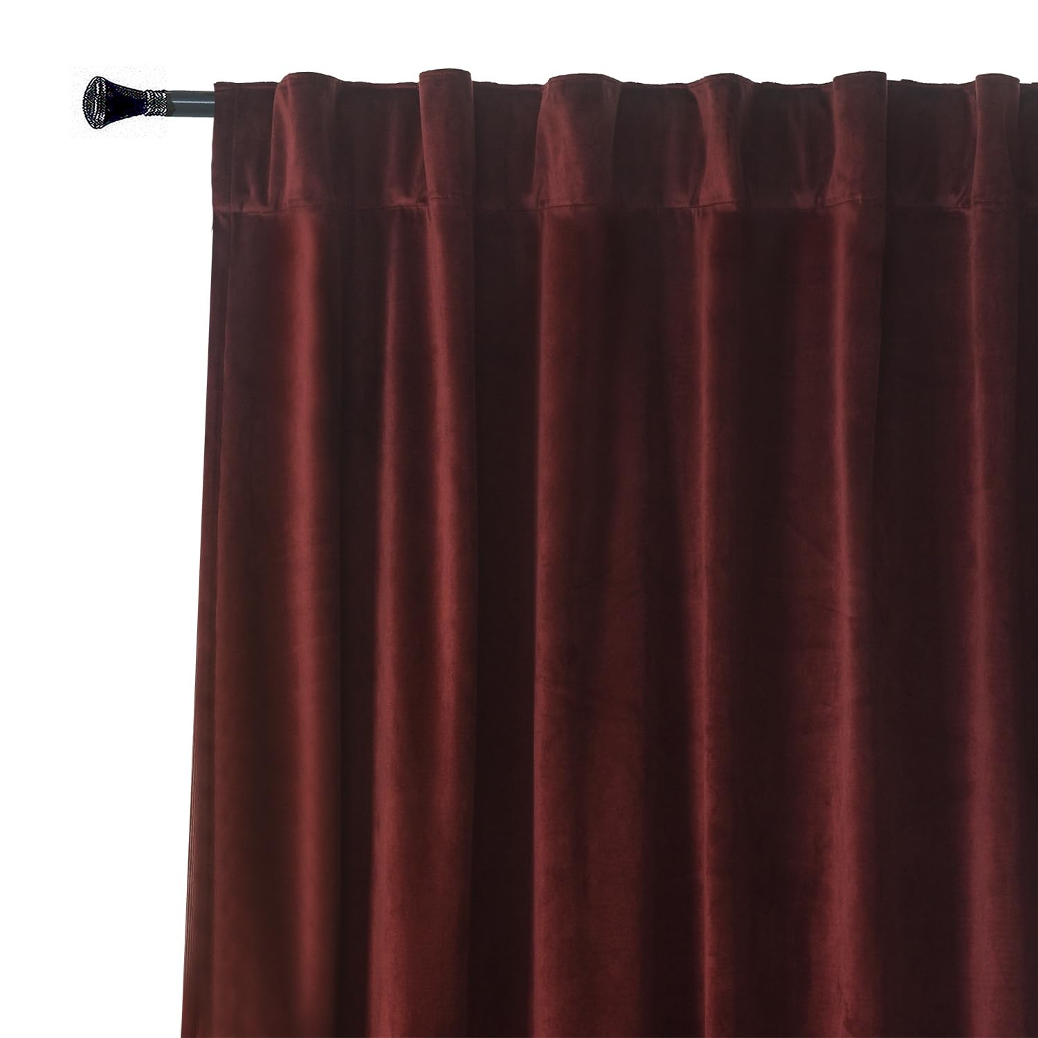 Ruby Wine Velvet Thermal Curtains 63 inches Long Back Tab Luxury Soft Velvet
