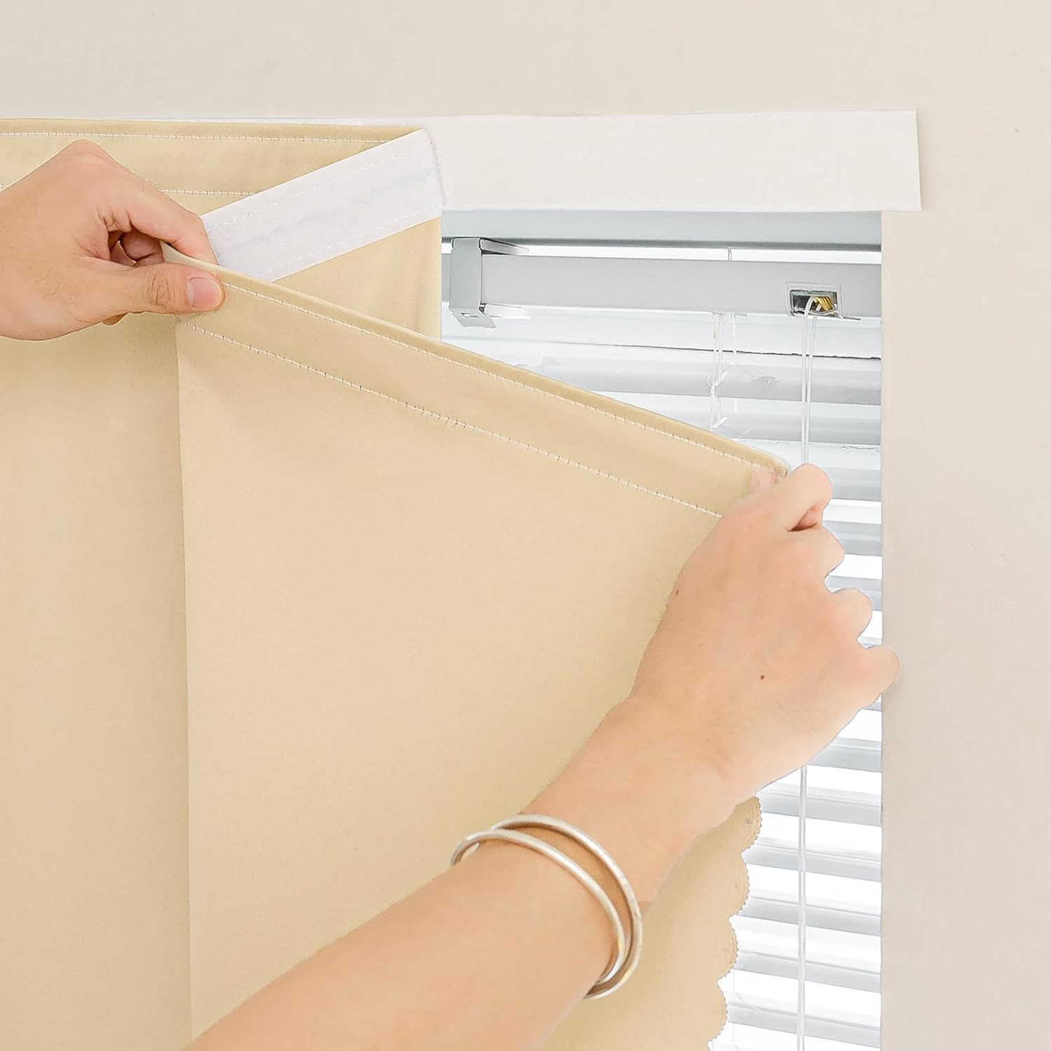 Adhesive Blackout Curtains for Window, Peel-Stick Room Darkener, No Rod, Wall-Sa