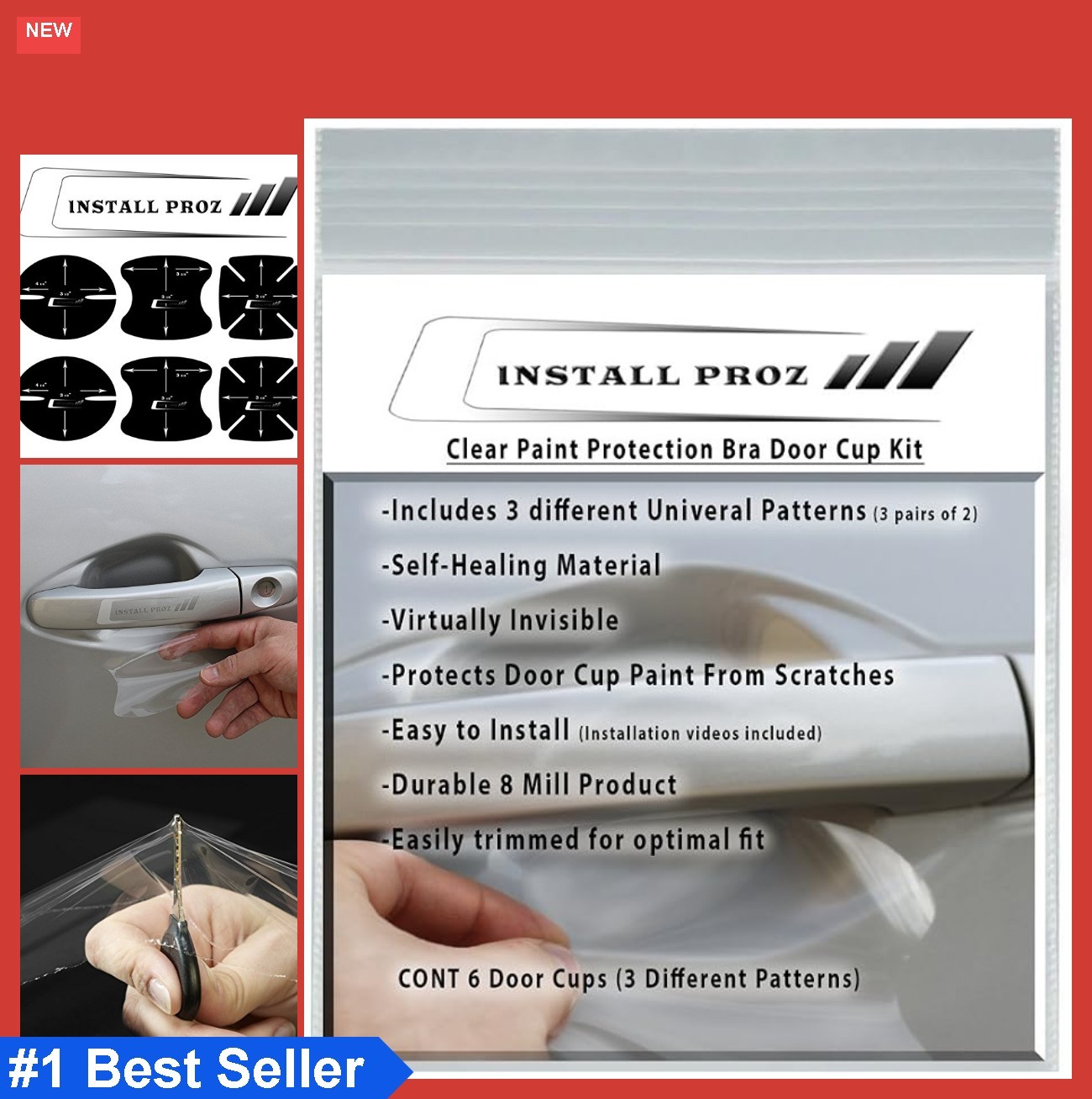 Self-Healing Clear Paint Protection Film (6 Door Cup Protectors)
