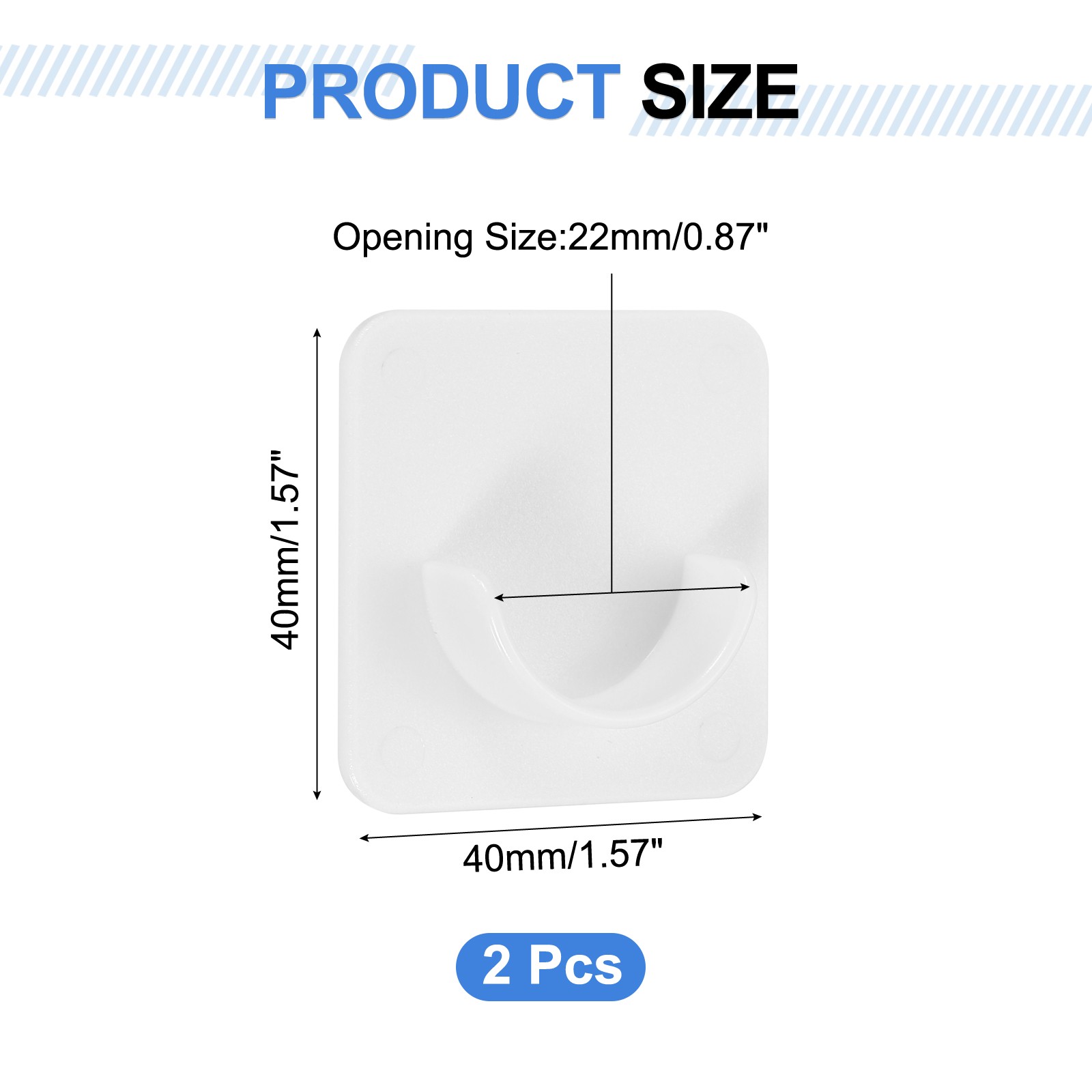 2 Pack 0.87 Inch Adhesive Shower Rod Holder White(Rod Not Included)
