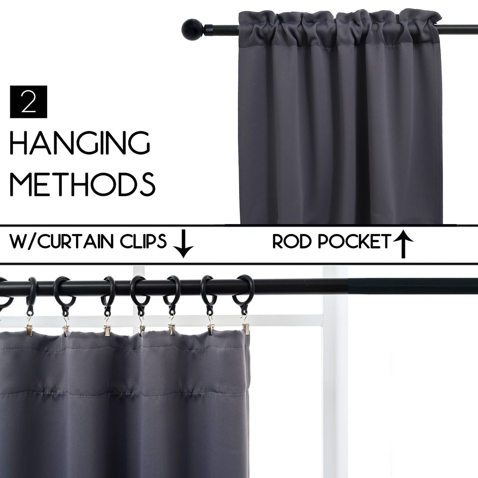 Rod Pocket Tier Curtain – Half Blackout Curtain for Kitchen, Bathroom, Cabine…