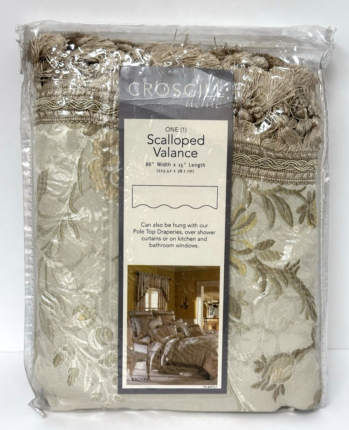 Croscill Home 1 Scalloped Valance Ivory Rachael 88″ w X 15″ l
