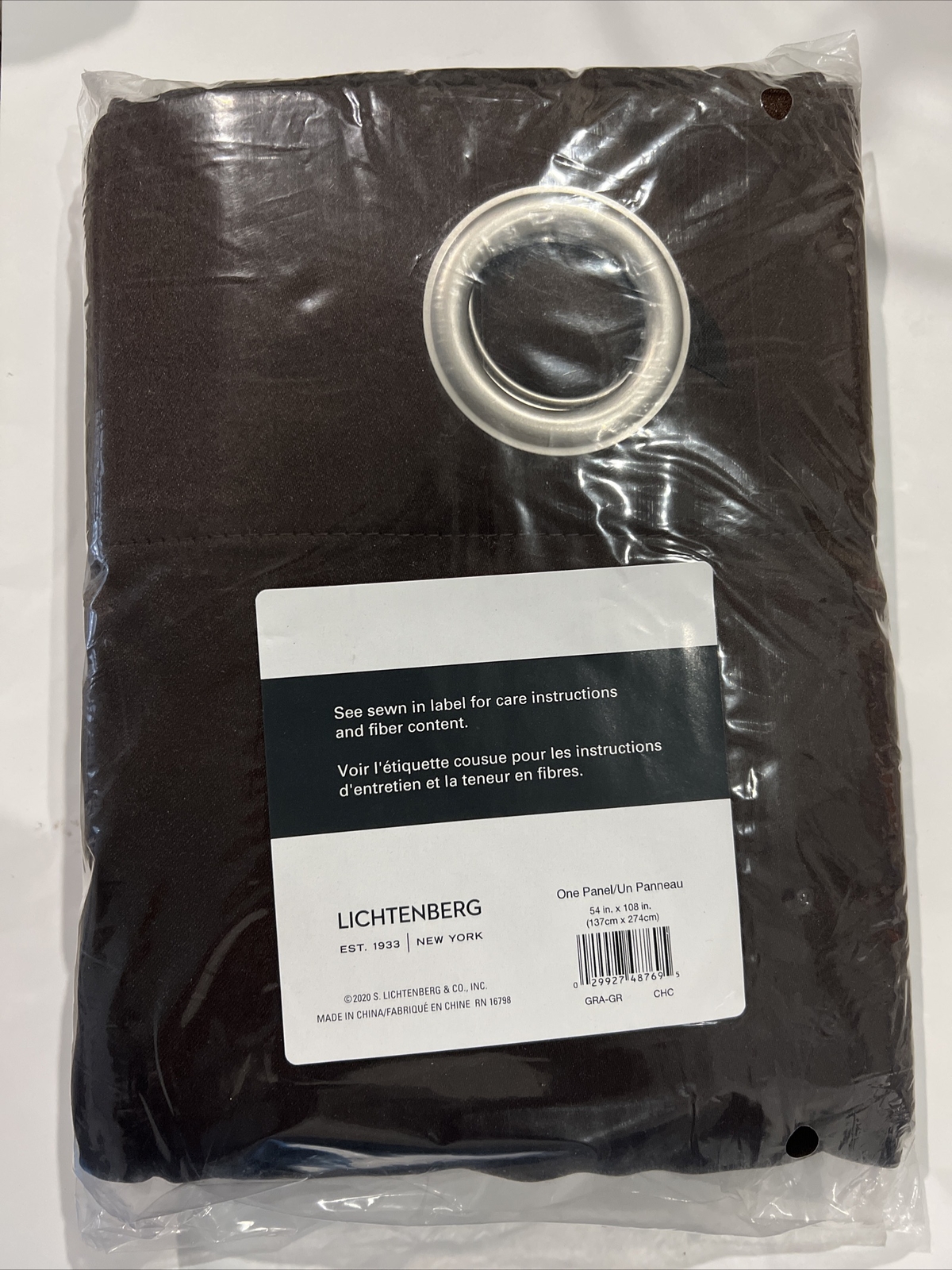 Lichtenberg Energy Efficient Rod Pocket One Panel 54” X 108” Brown Curtain B2