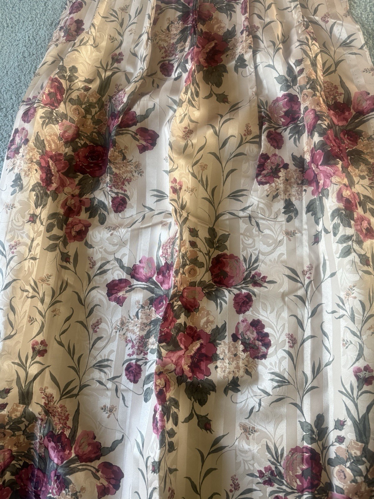 2 JC Penney Home Pinch Pleat Insulated Wine Pinks Gold Damask Panel Curtains