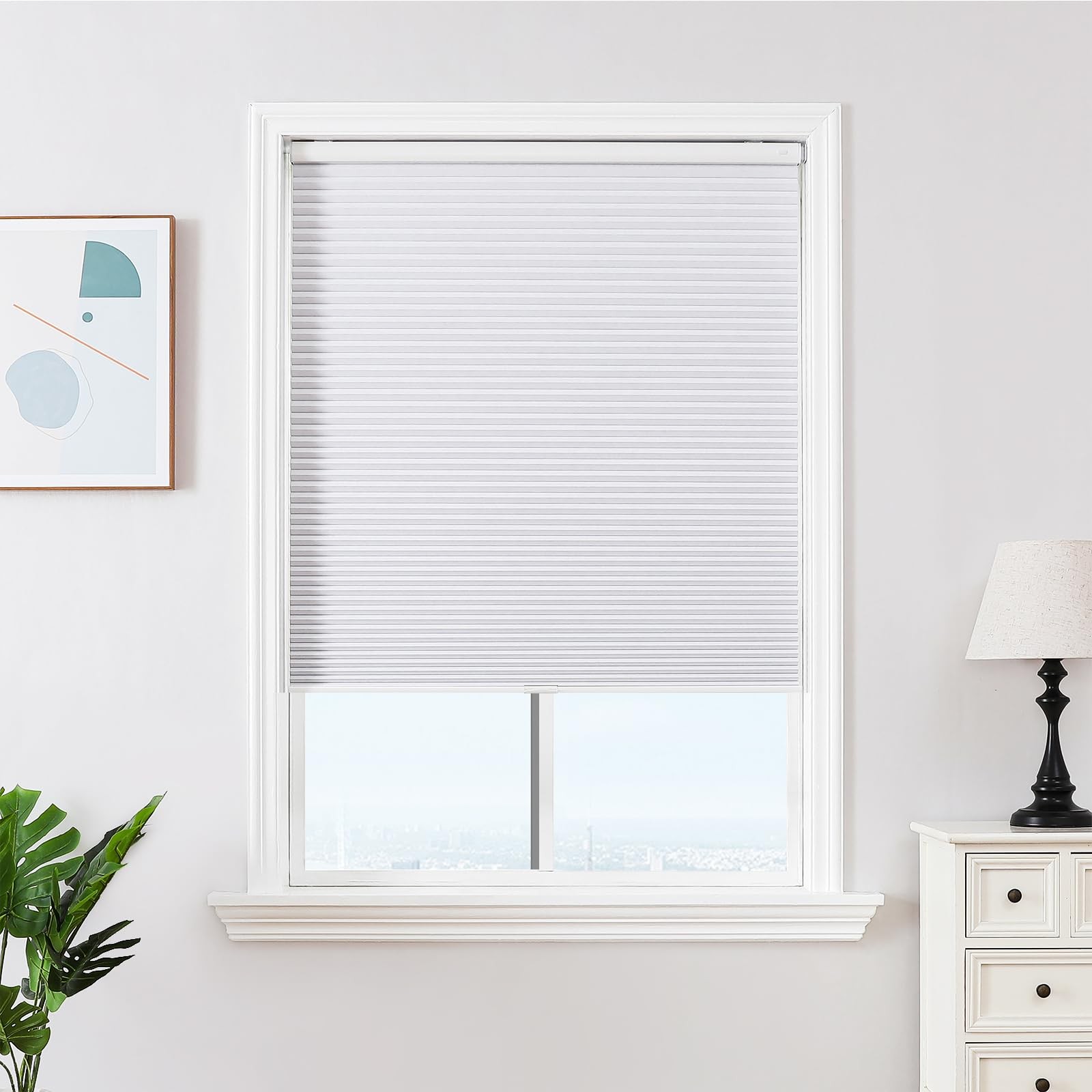 Joydeco White No Drill Cellular Shades 18″W