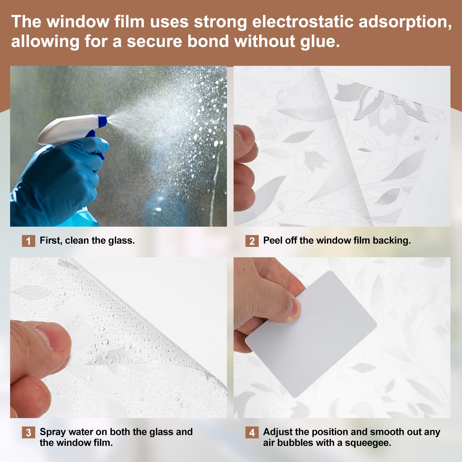 78.7 x 15.7 Inch Glass Window Privacy Film Day & Night Blinds Pattern