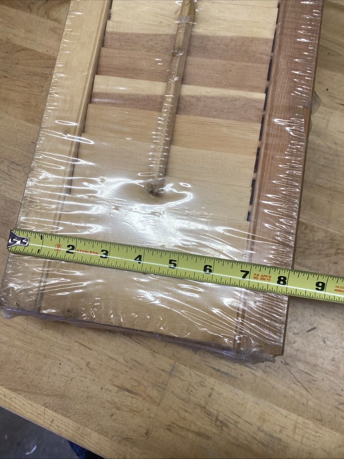 (4) Wood Shutter Panels Movable Louver Unfinished Narrow Slat 8” x 17”