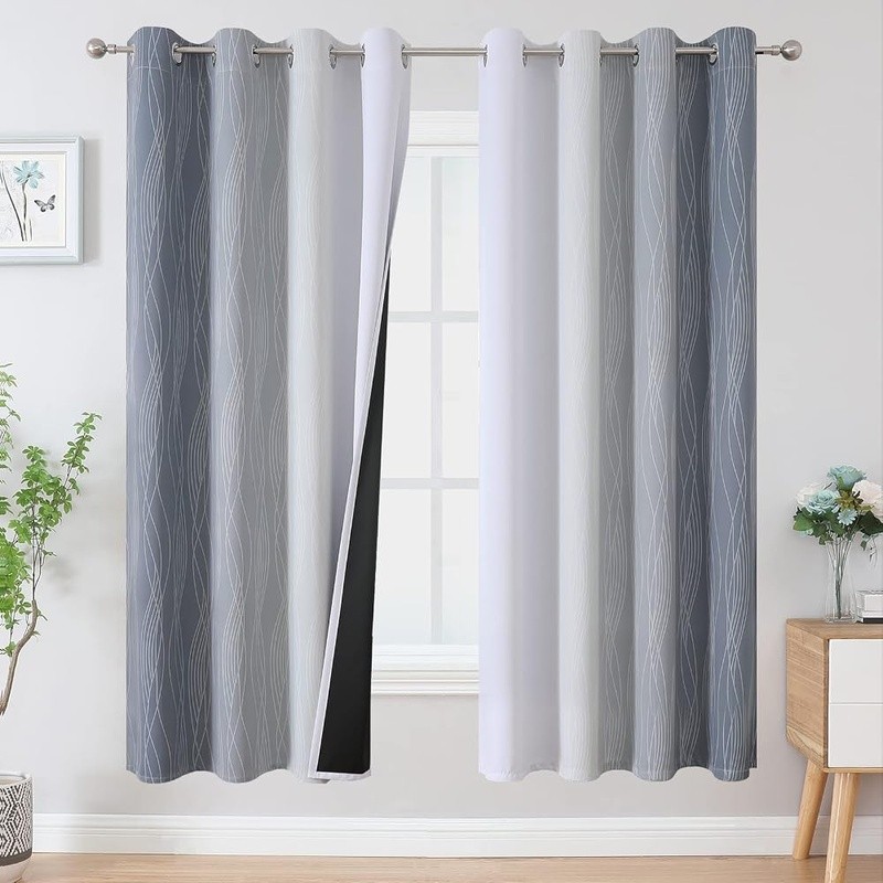 Ombre Blackout Curtains 2 Panels Thermal Insulated Noise Reducing Drapes New