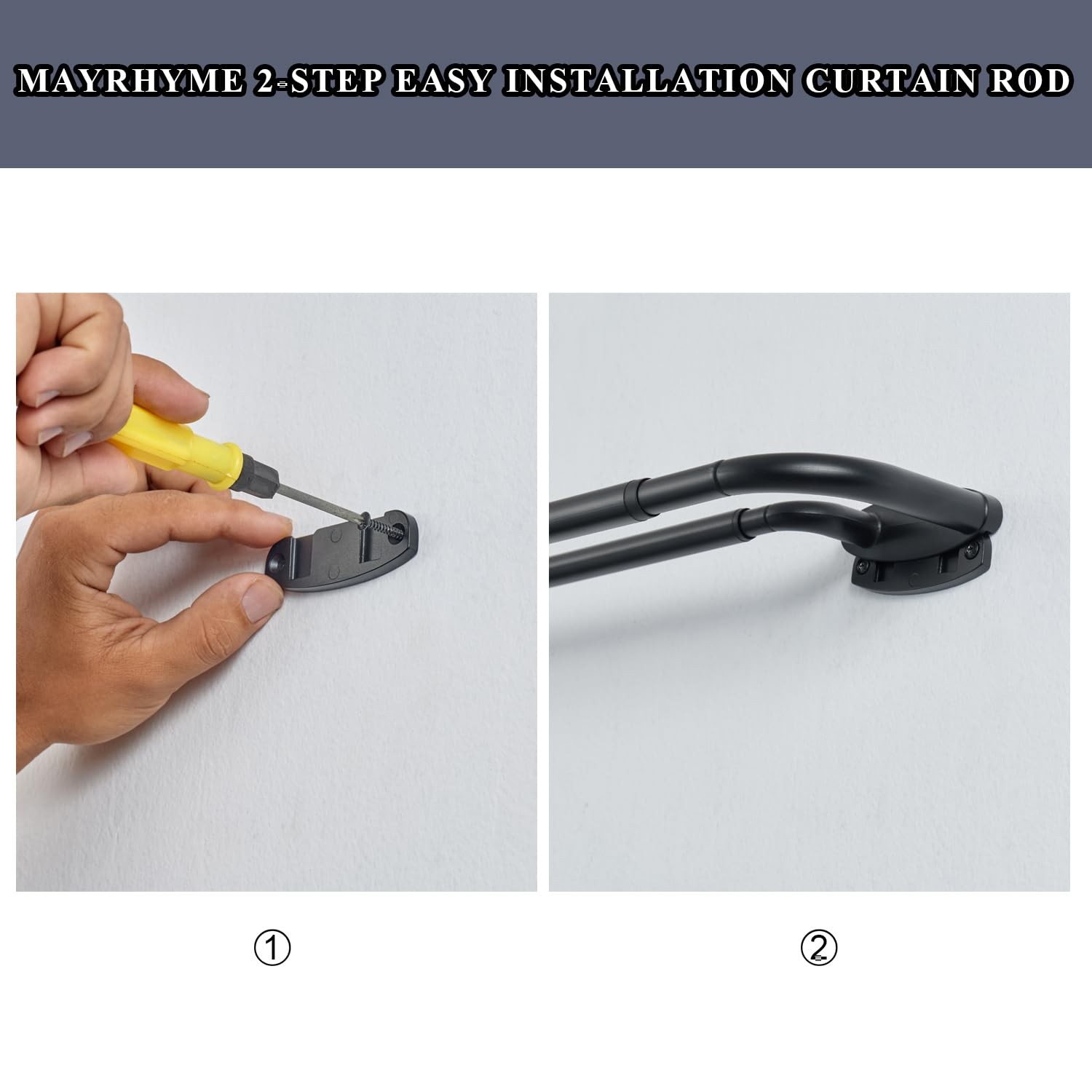 Double Curtain Rods Matte Black,Room Darkening Curtain Rod 28-48 Inches,Adjustab