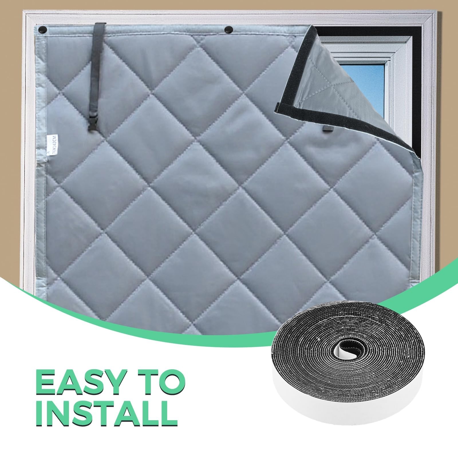 Winter Window Insulation Kit – Thick Cotton Thermal Cover 30″x56″, Heavy Duty, G
