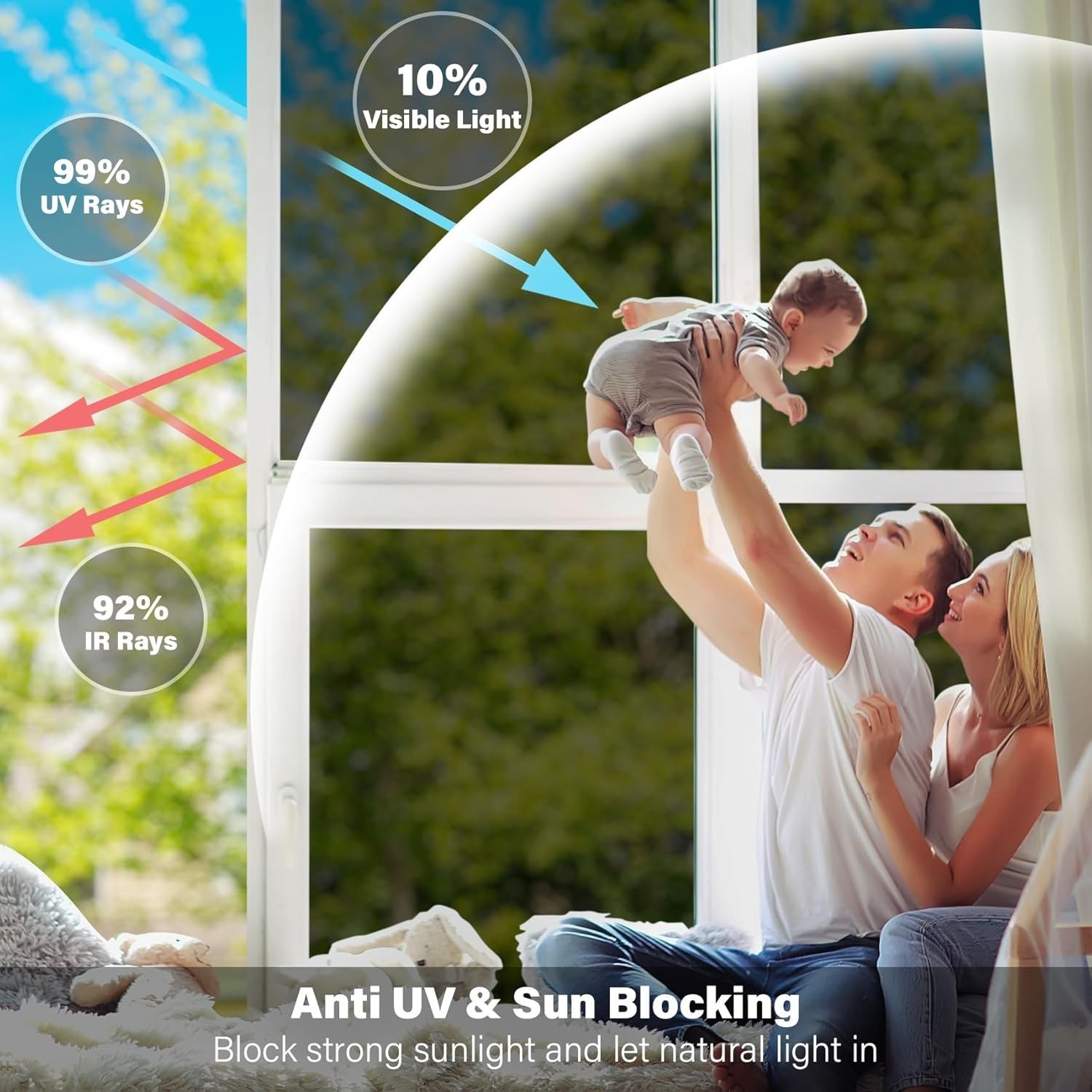Daytime Privacy Window Film: 17.5×78.7 Inch Mirror Tint with Installation Tools