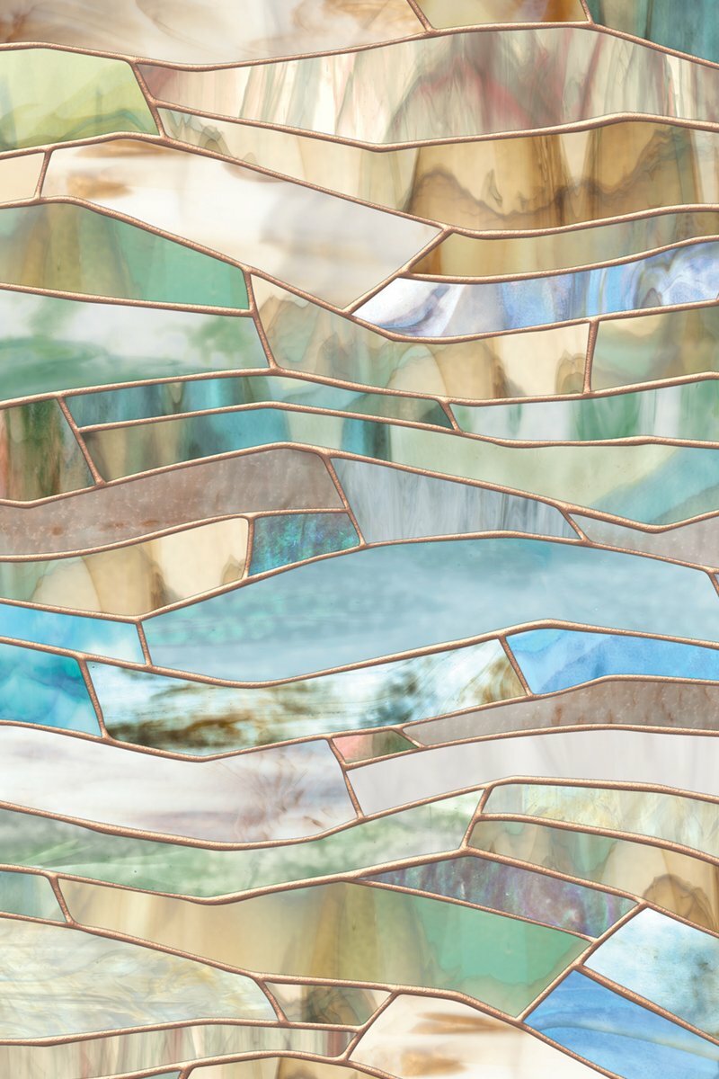 New 24×36 TERRAZZO Stained Glass Privacy Static Cling WINDOW FILM