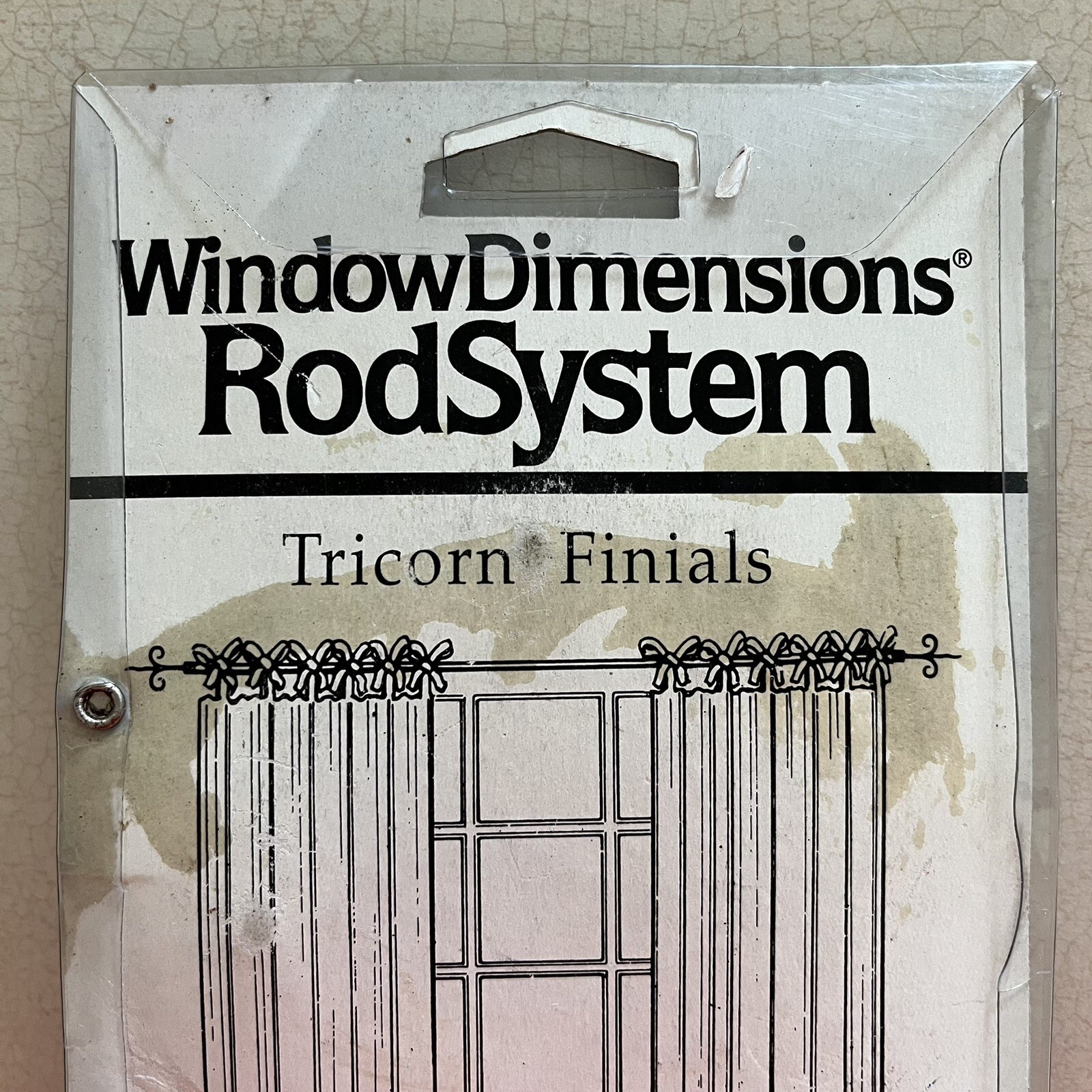 WINDOW DIMENSIONS~Rod System 2 Tricorn Finials VTG 1997 Silver color 1/2″ x 5/8″