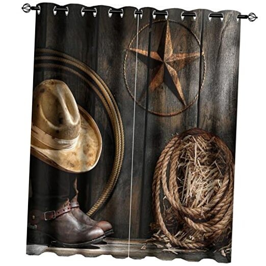 Blackout Curtains for Bedroom,Rustic 42″W x 45″L (Pack of 1) Western Farmhouse