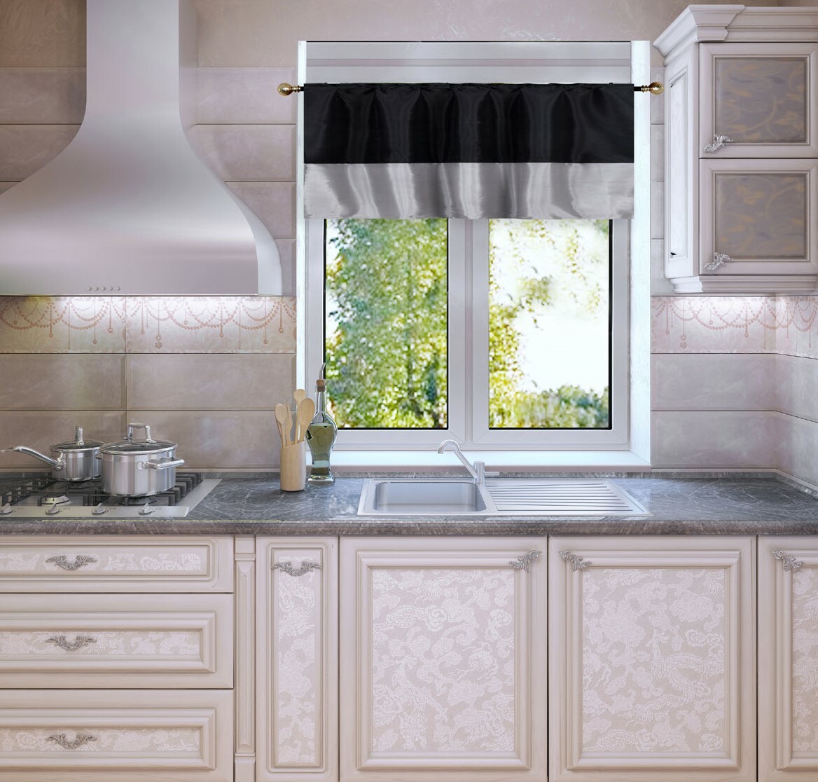 1PC STRAIGHT PATCHWORK SEMISHEER WINDOW CURTAIN VALANCE 37″ WIDE X24″ LONG ANY