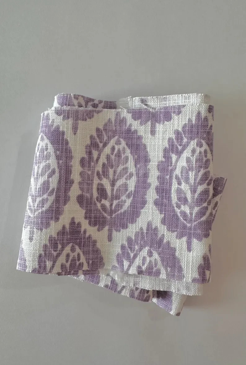 Curtains Made in USA, Orchid Lynn Floral Purple, Medium Weight Cotton Slub
