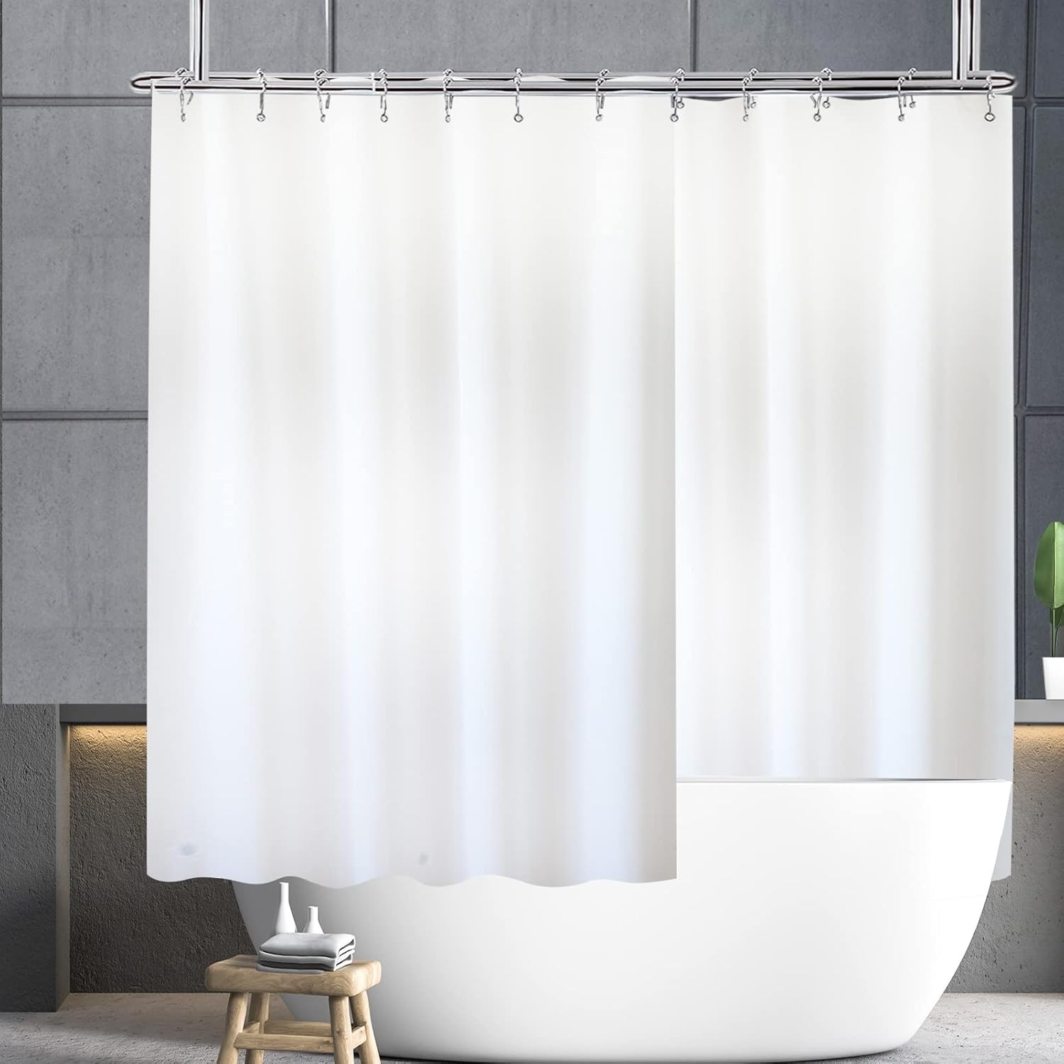 YISURE White Short 60 Inch Shower Curtain for 180W x 60L (Pack of 1),