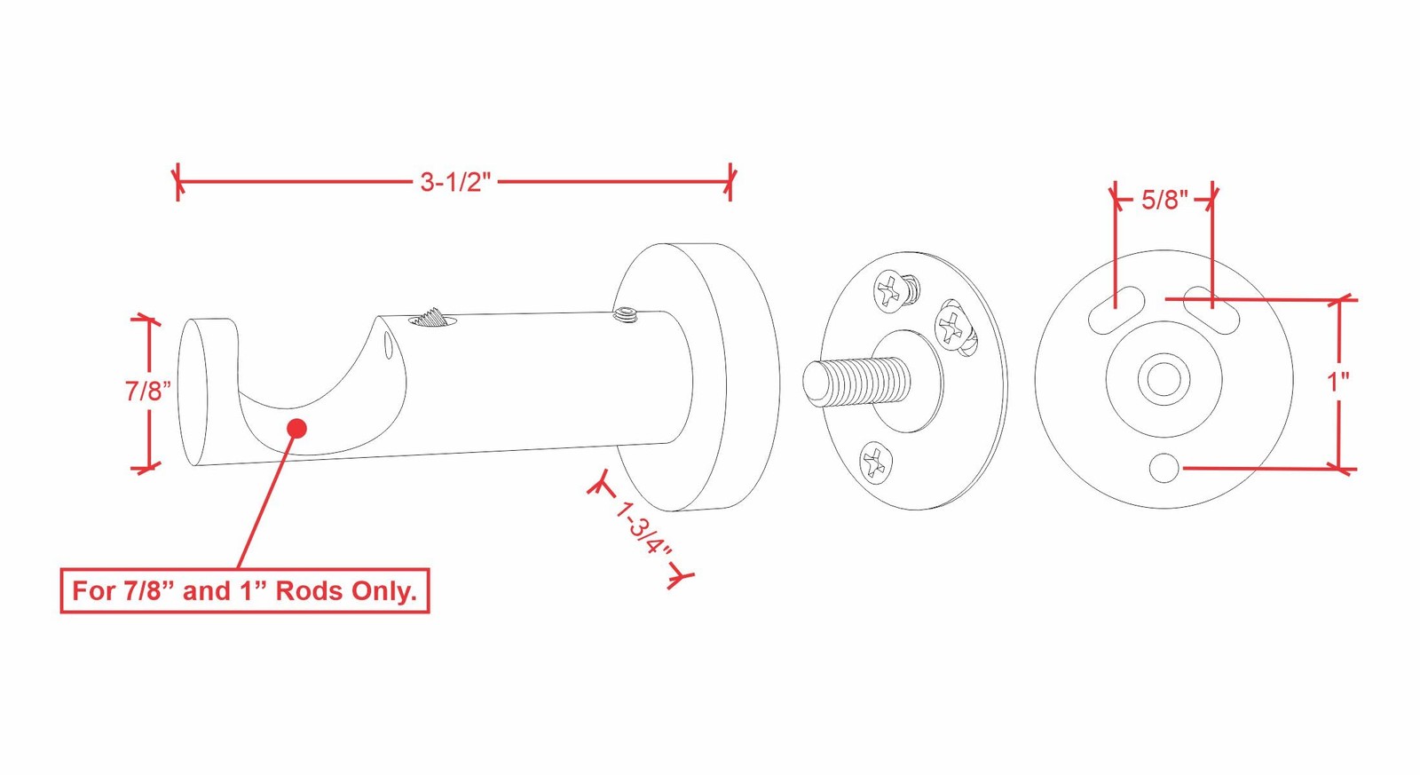 Ceiling or Wall Mount Curtain Rod Brackets Holders for Curtain Rods of 7/8 an…