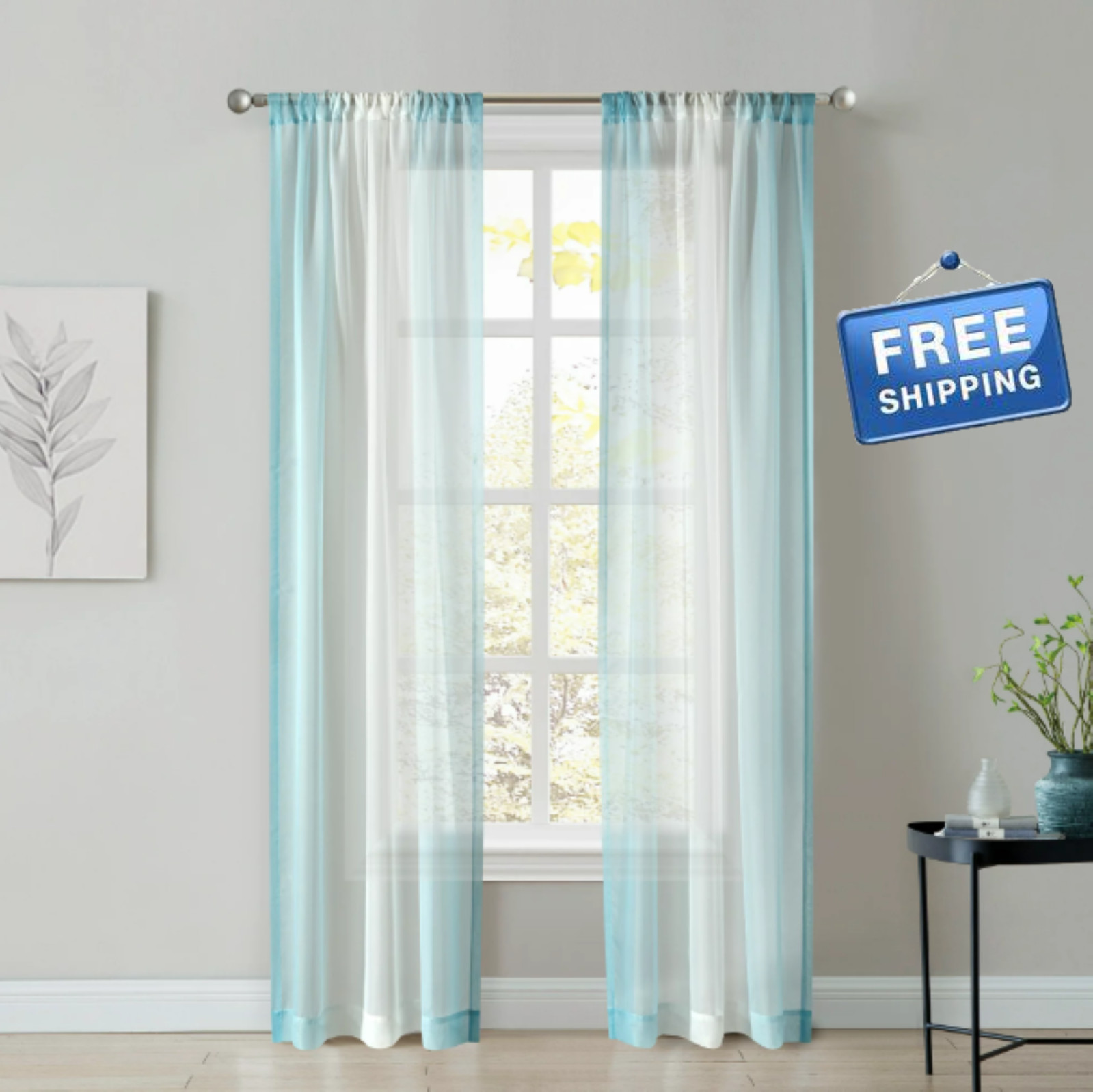 Single Window Curtain Panel Sheer Ombre Rainbow Decorative