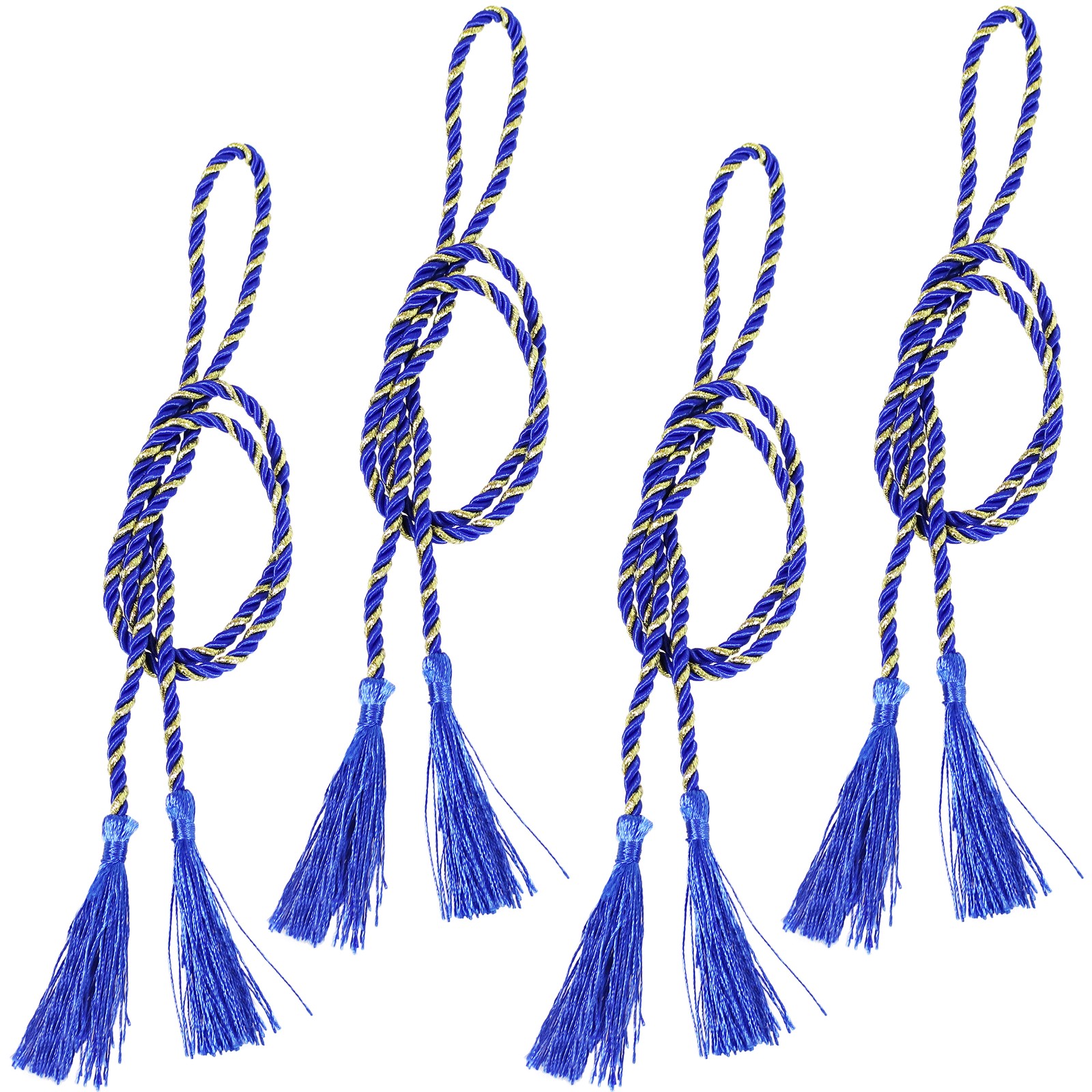 Rope Indoor and Outdoor Curtain Tiebacks – Blue – Set of 4 by Sunnydaze