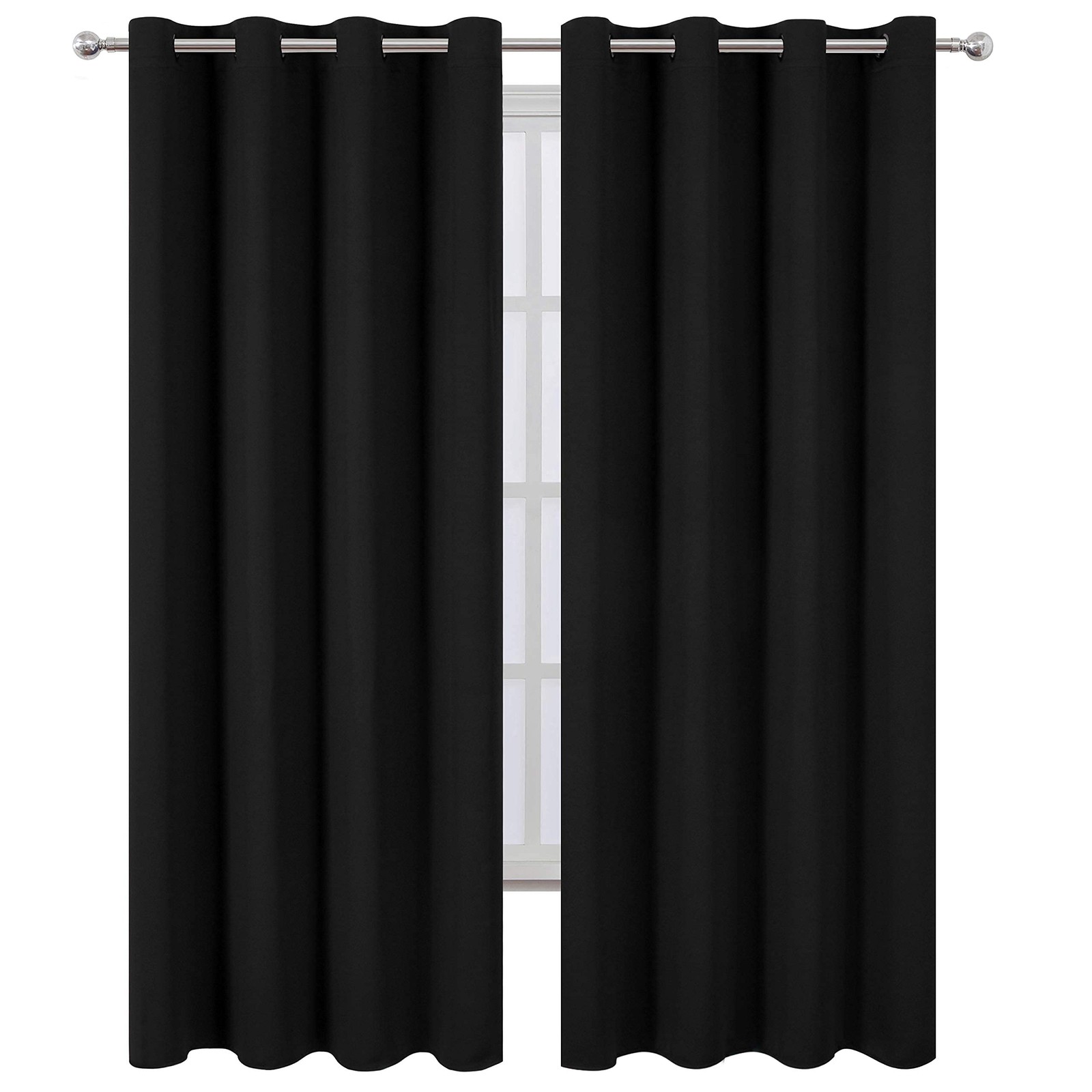Blackout Curtains 52 x 84 inches Long Black Curtains Set of 2 Panels Thermal …