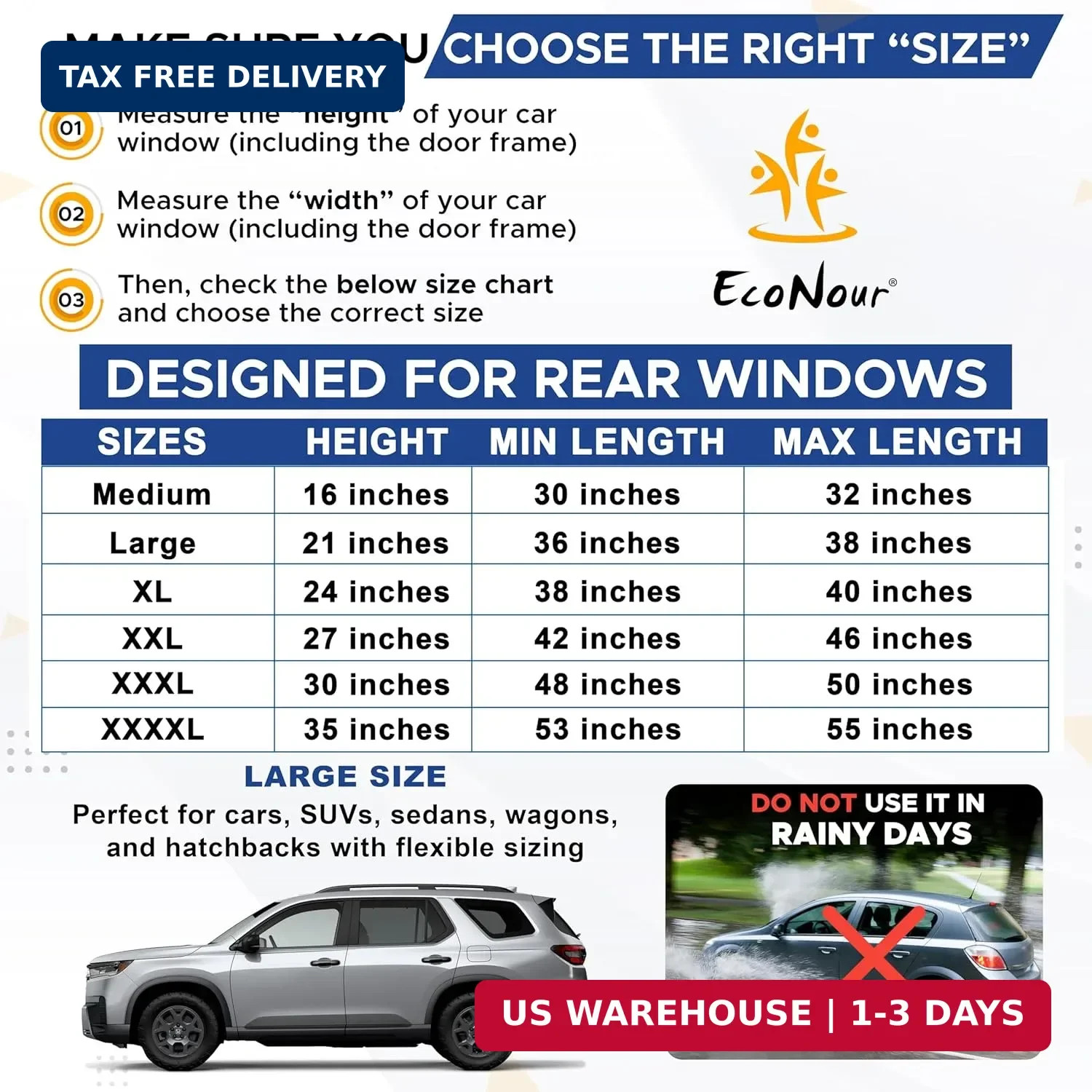 EcoNour Car Window Shades for Side Windows (Pack of 2) | Sun Shade for Car Heat