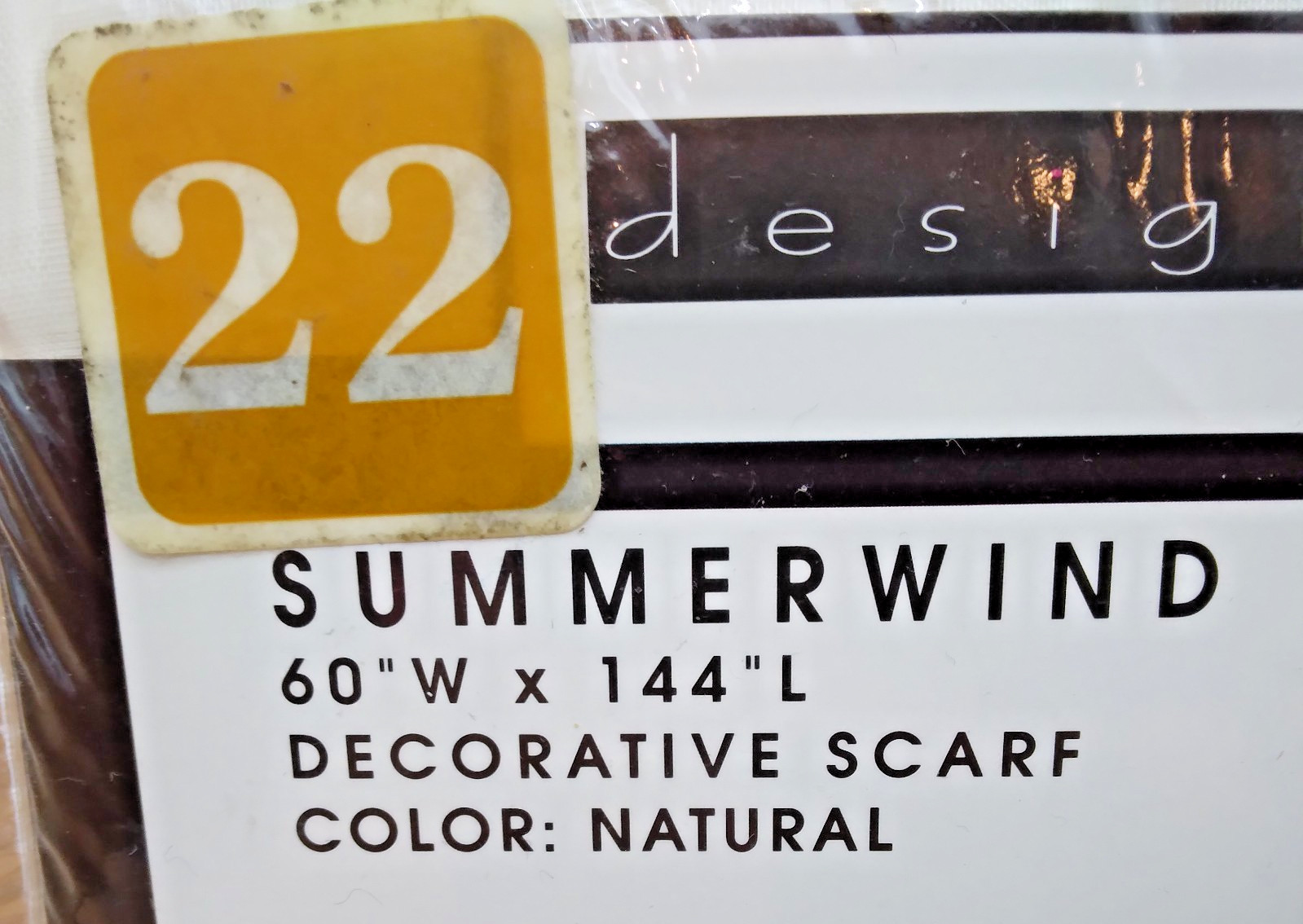 Designables Summerwind Decorative Window Scarf Curtain Decor 60″ x 144″ Natural