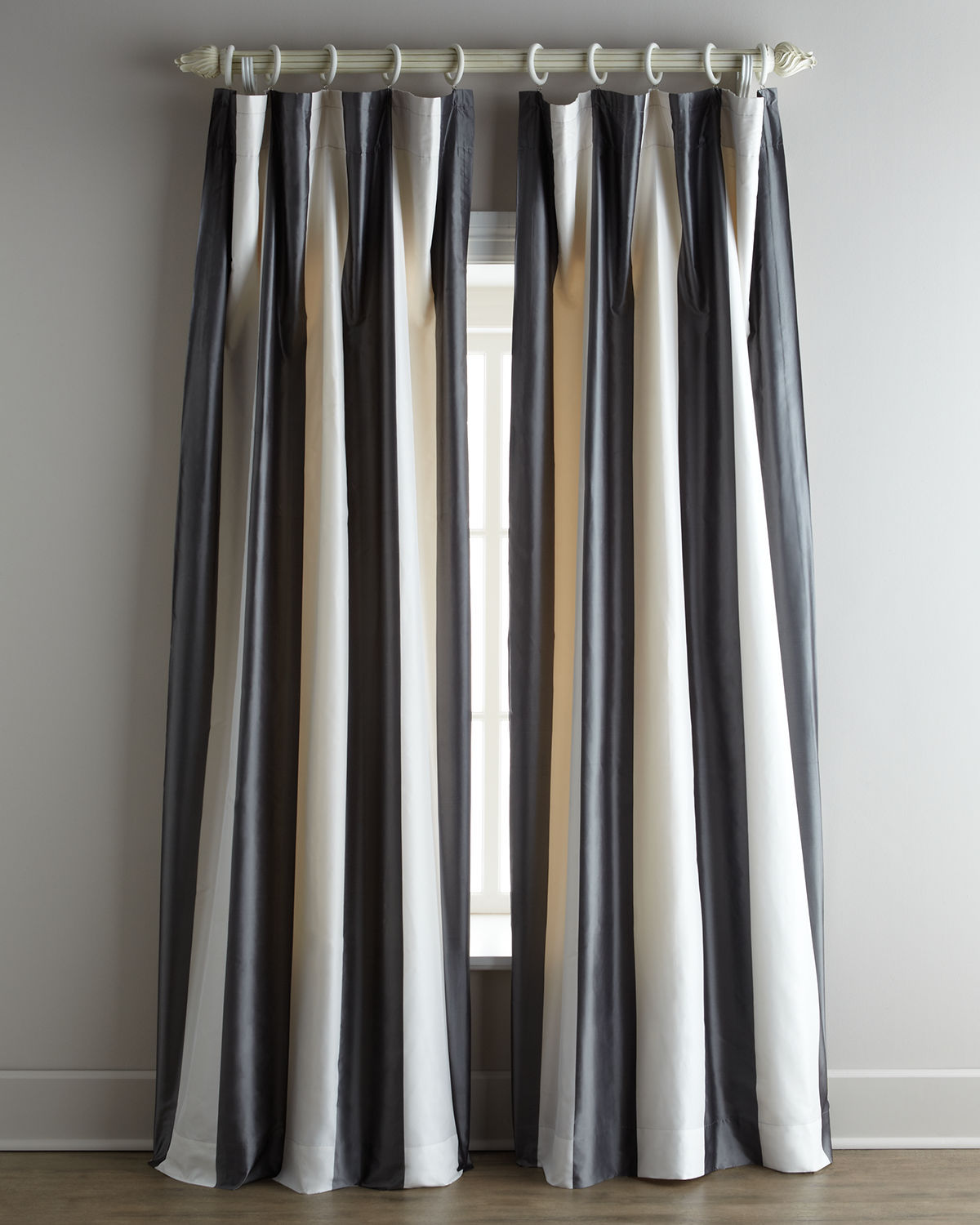 100% Silk taffeta stripe lined drape Hampton (Pair)