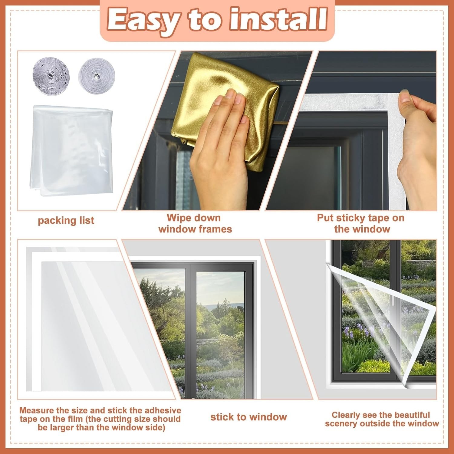 47×63 Window Insulation Kit, Reusable Clear Thermal Winterizing Cover Film