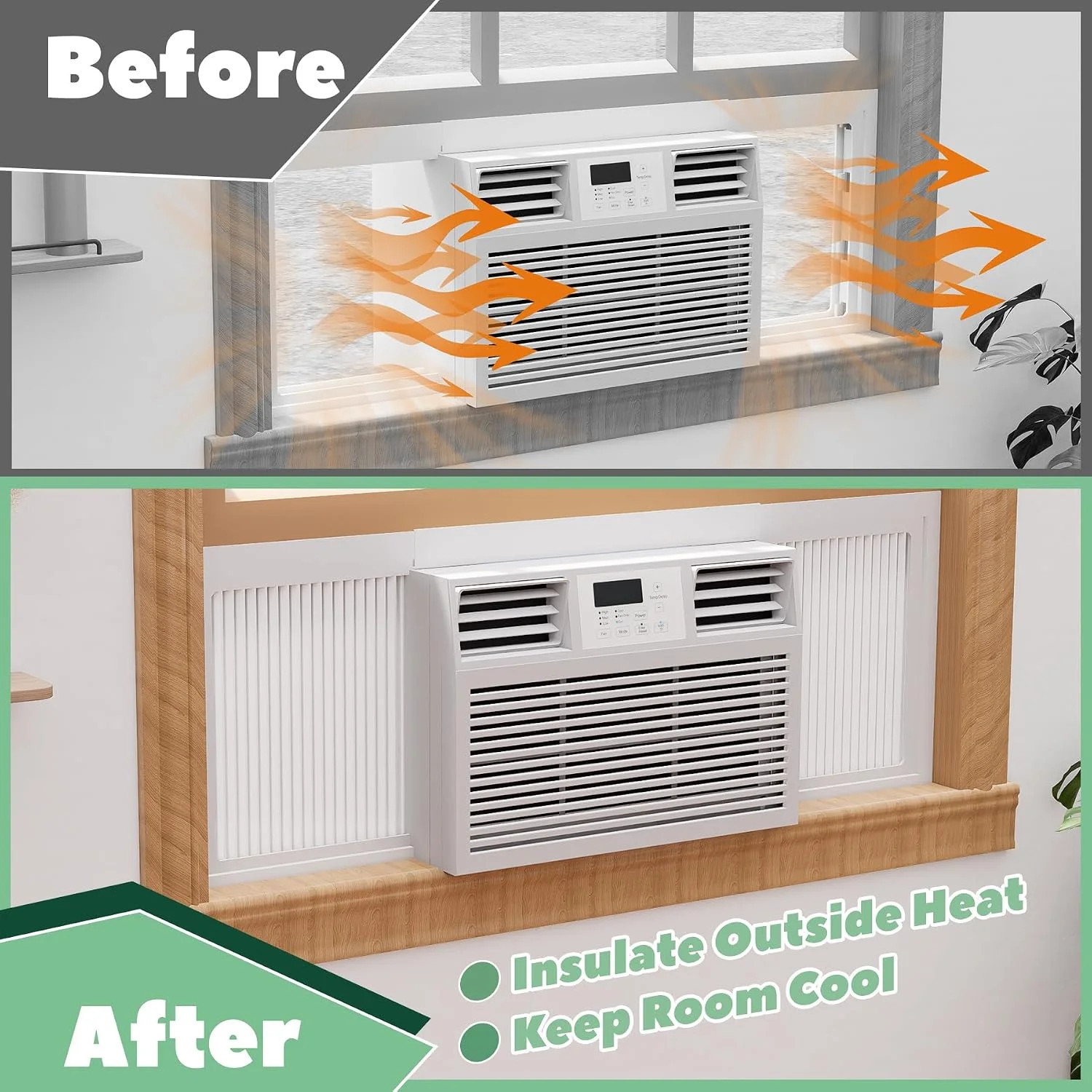 Window Air Conditioner Side Panels, 17″ H x 19-1/4″ W Extra Wide AC Side Panel,