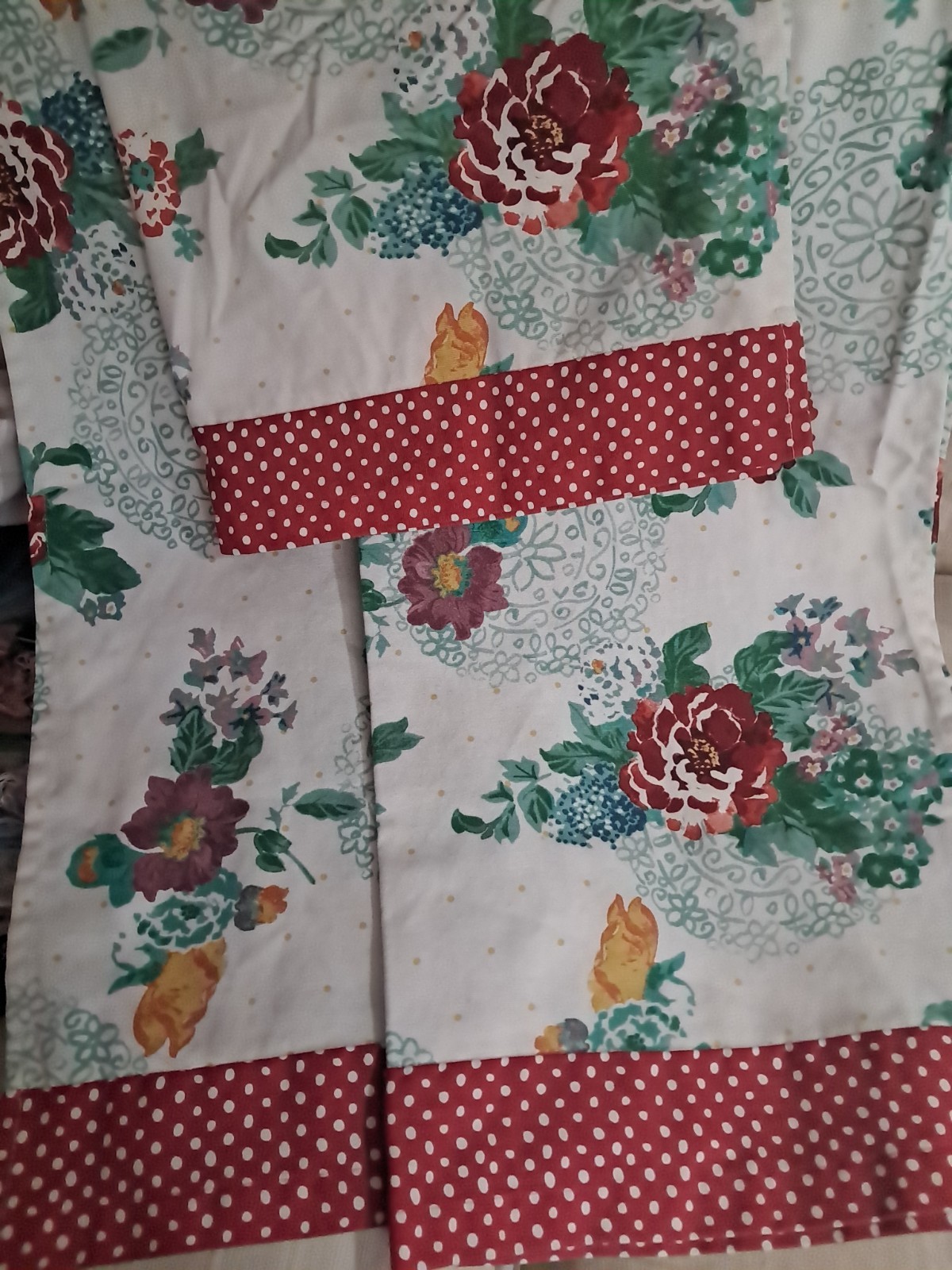 Pioneer Woman Country Garden Kitchen Curtains 2- 36×28″ & Valance 58×17″ Set