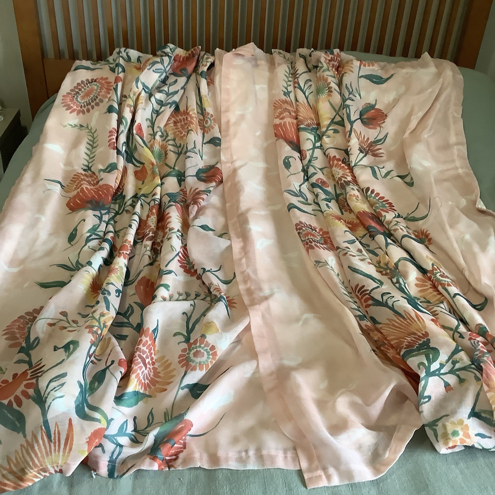 Target Opalhouse 2 Curtain Panels 54” x 56” BOHO FLORAL Orange Green LINED