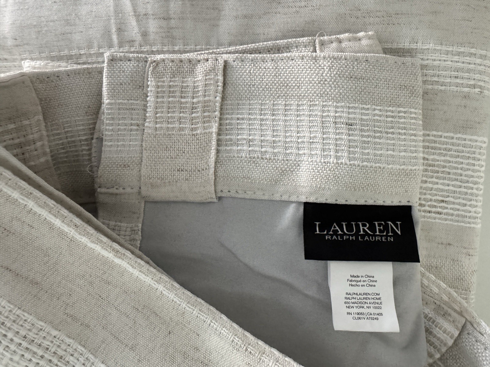 Ralph Lauren Window Curtains 2 Panels 100% Blackout 54 x 96 Linen Carson Natural