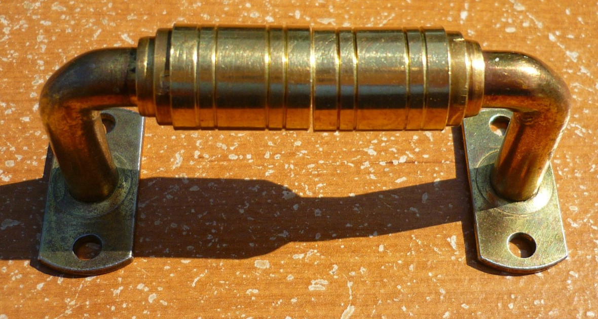 (2) Vintage Brass Finished 1-1/8″ Single Goose Neck 1/2″ Cafe Rod Brackets