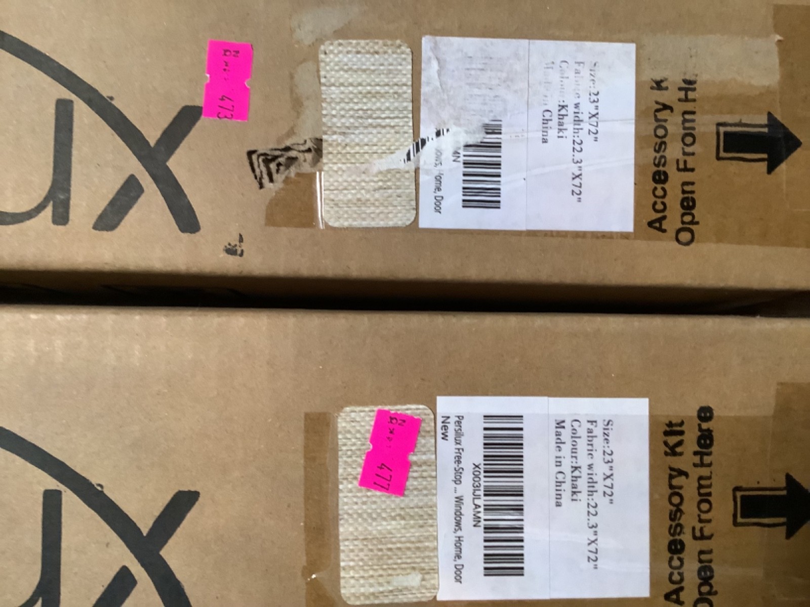 Lot of 2 Persilux Cordless Free Stop Window Roller Shade Khaki 23” W x 72″ H New