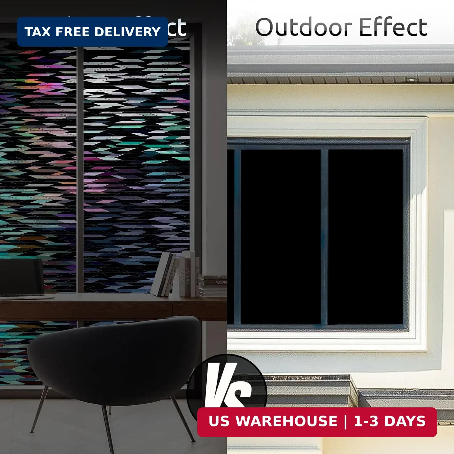 rabbitgoo Blackout Window Film Light Blocking with Kit, 17.5″ x 118.1″ | Stained