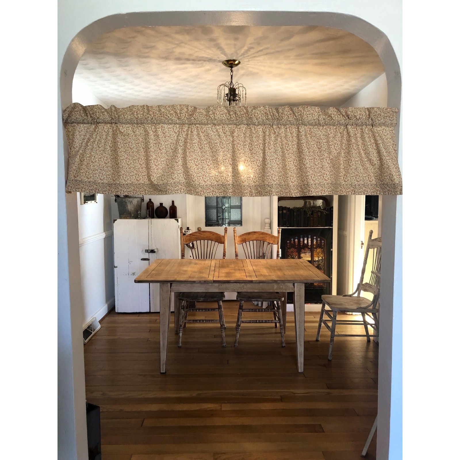 Handmade Peach Valance, Calico 68wX15”drop Vintage Cottagecore 2 Sold Separately