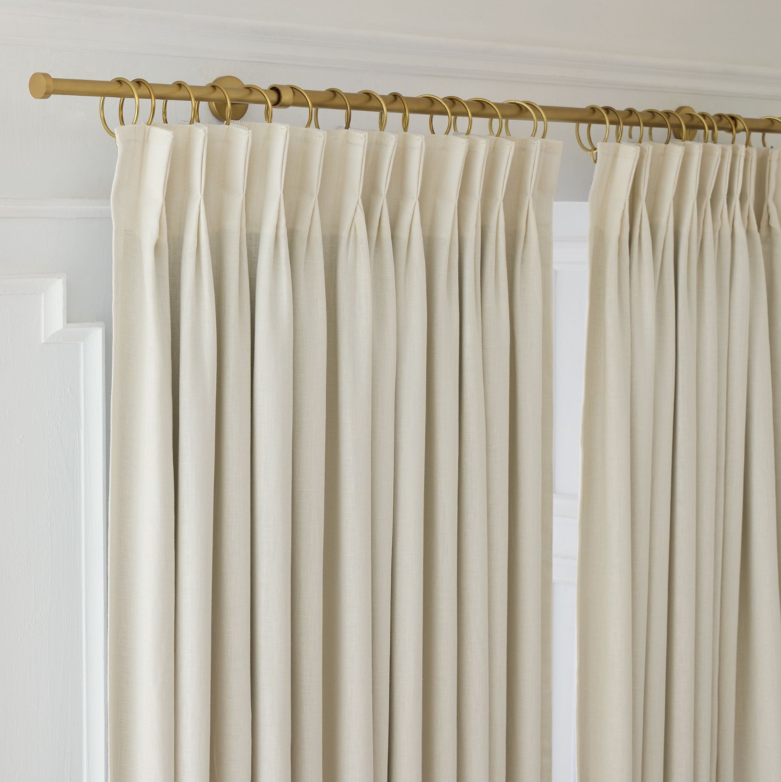 West Elm Set of 2 Pleated European Flax Linen Blackout Curtains 48″ x 84″ Flax