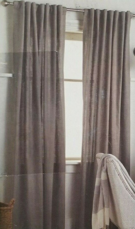 2 Threshold Gray Cotton Solid Window Panels (1 pair) 108″ x 84″ NIP