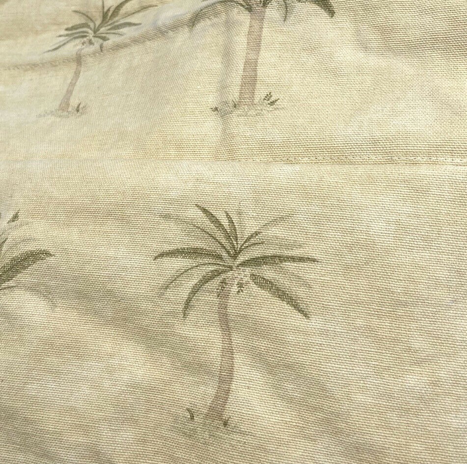 2 Discontinued Waverly Valances Curtains Neutral Green Stripe Palm Print Pair
