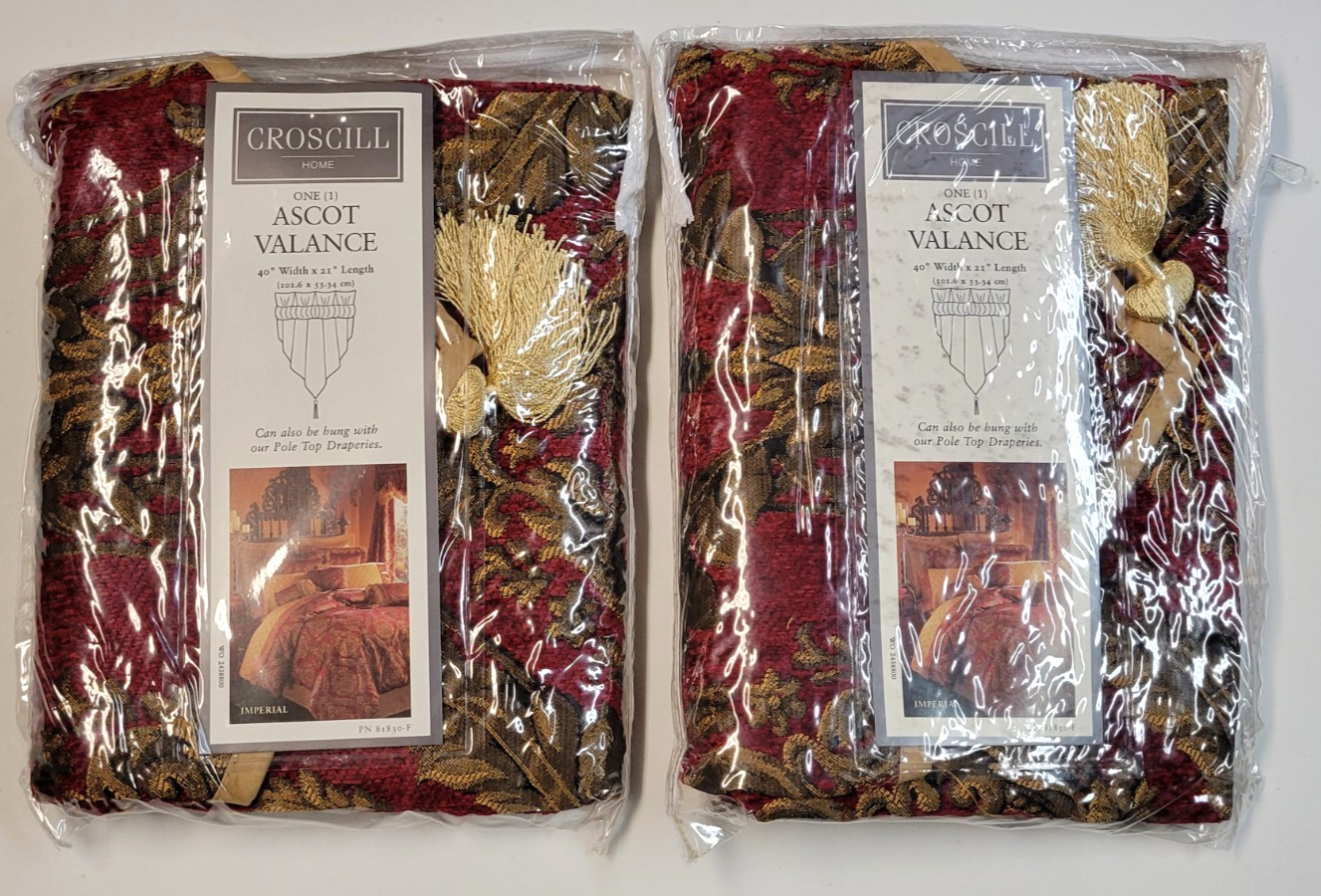 Croscill Imperial ( 1 ) Ascot Valance 40×21 Red w/ Gold Tassel PLS READ Multi