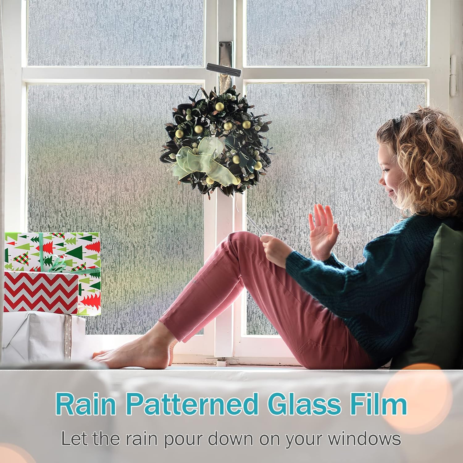 Rain Glass Window Film Privacy Static Window Clings Decorative Glass Sticker for