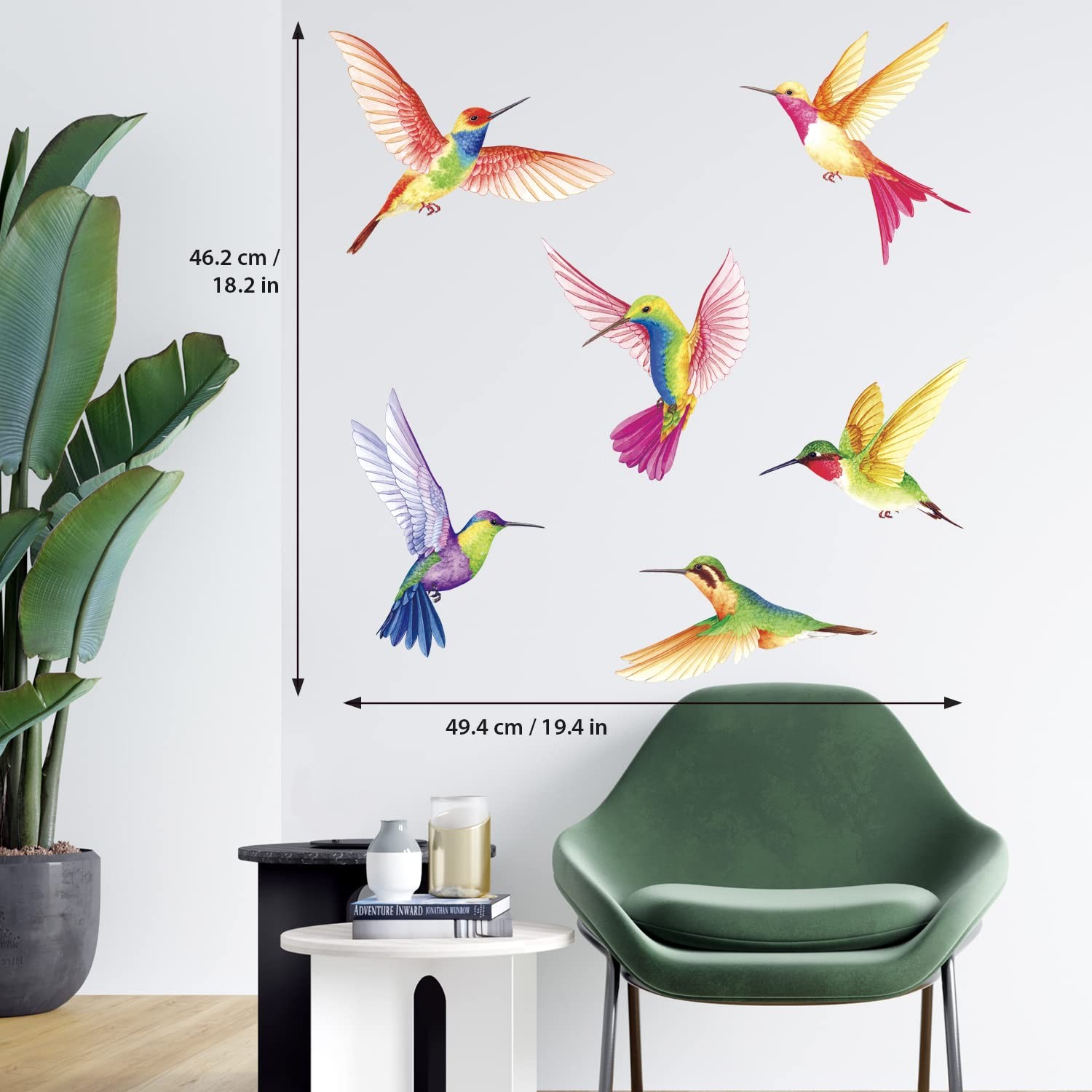 BASHOM DS2-4002 Hummingbirds Wall Stickers Decals Kids Peel and Stick Ba-4002